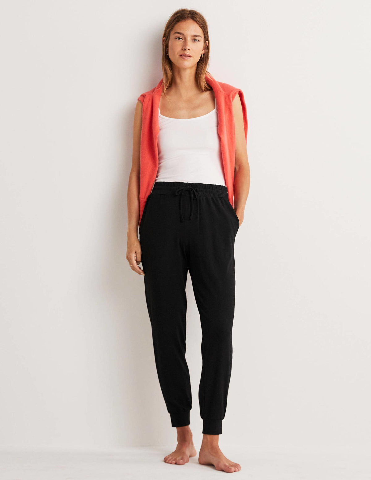 Cuffed Jersey Joggers-Black - Image 1