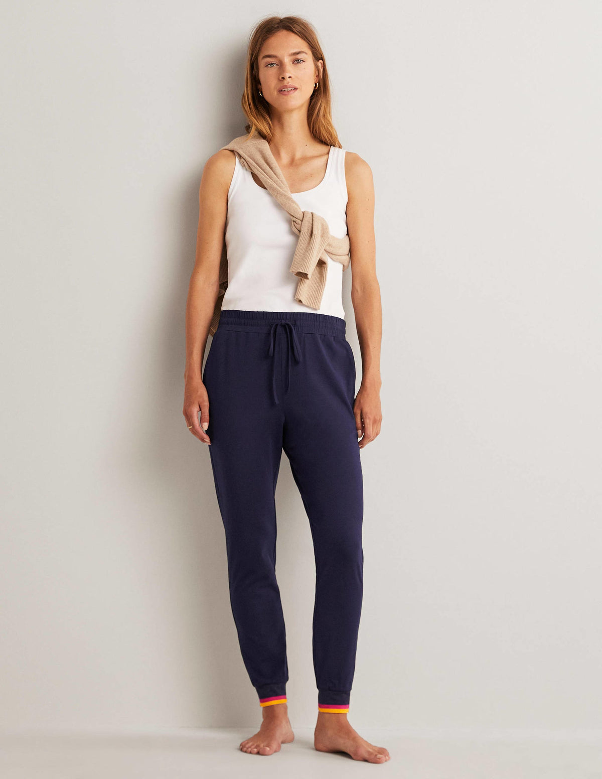 Cuffed Jersey Joggers-Navy - Image 6