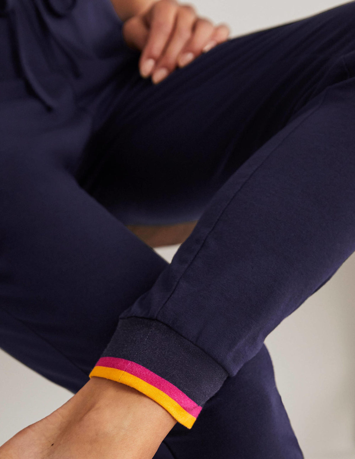 Cuffed Jersey Joggers-Navy - Image 7