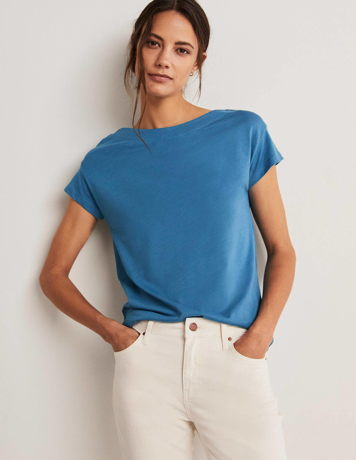 Supersoft Boat Neck T-Shirt-Azure-5