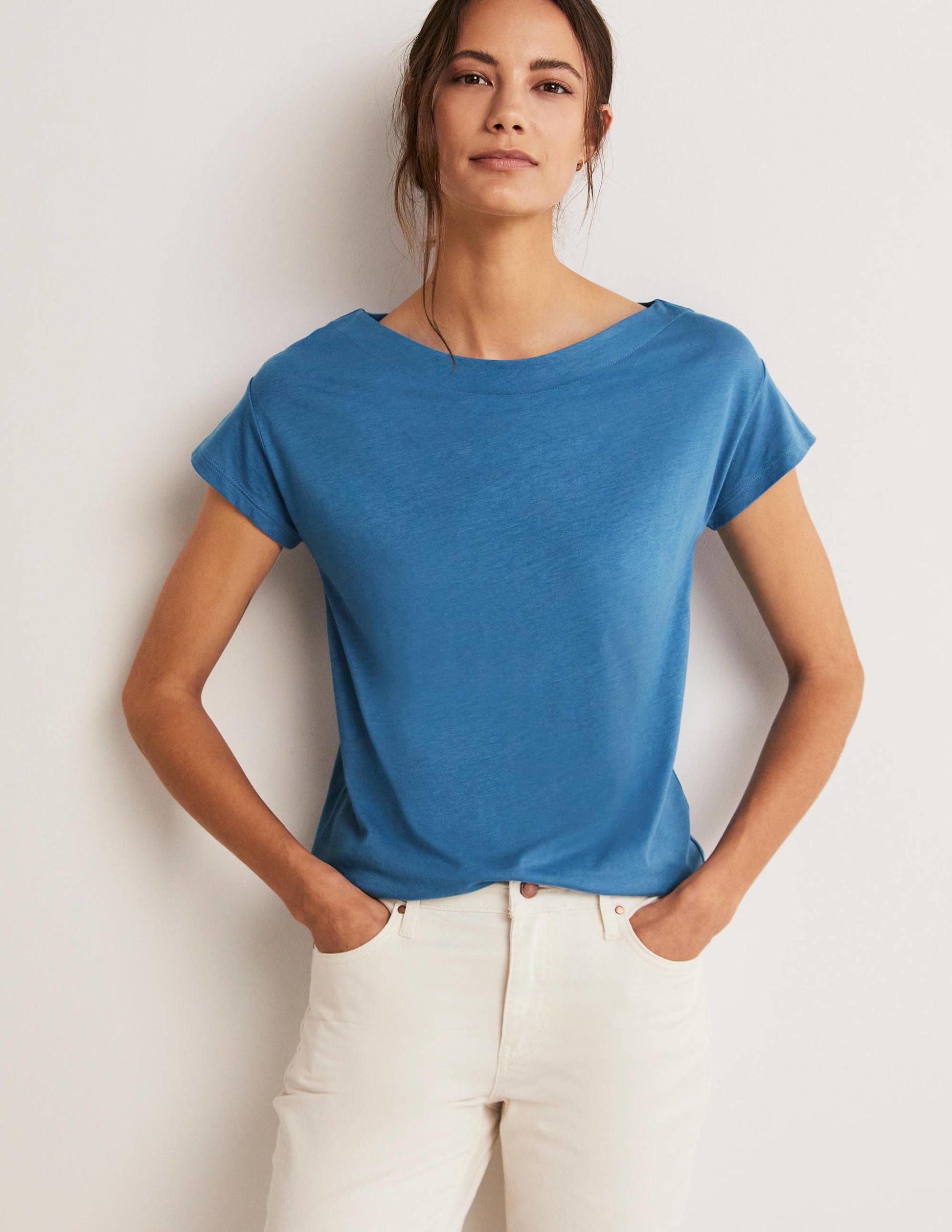 Supersoft Boat Neck T-Shirt-Azure-8