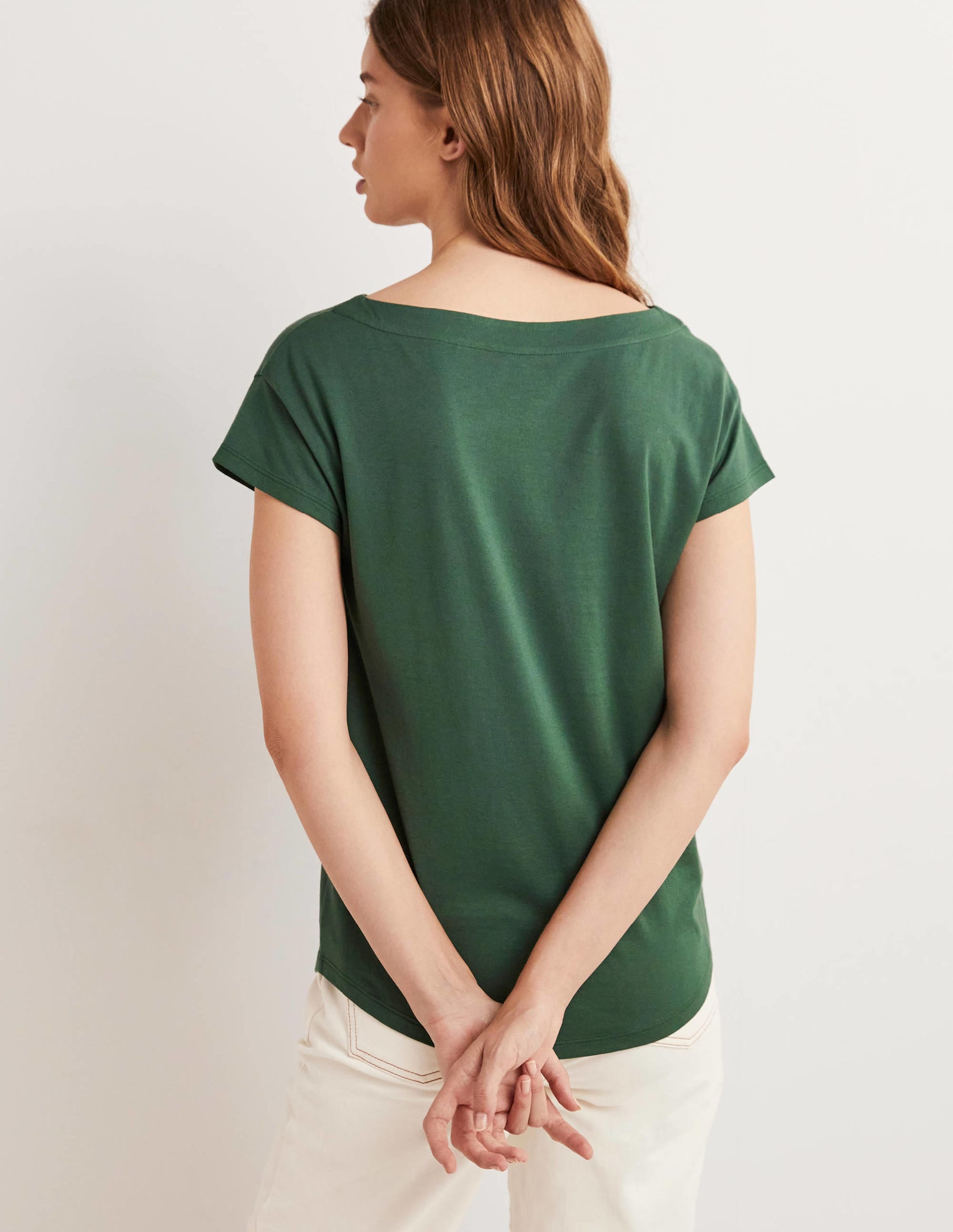 Supersoft Boat Neck T-Shirt-Trekking Green - Image 3