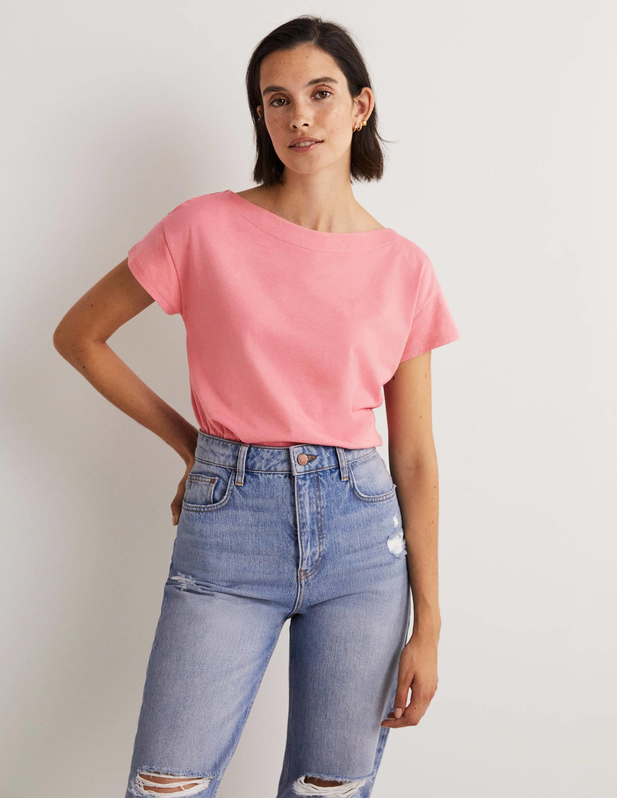 Supersoft Boat Neck T-Shirt-Wild Rose - Image 1