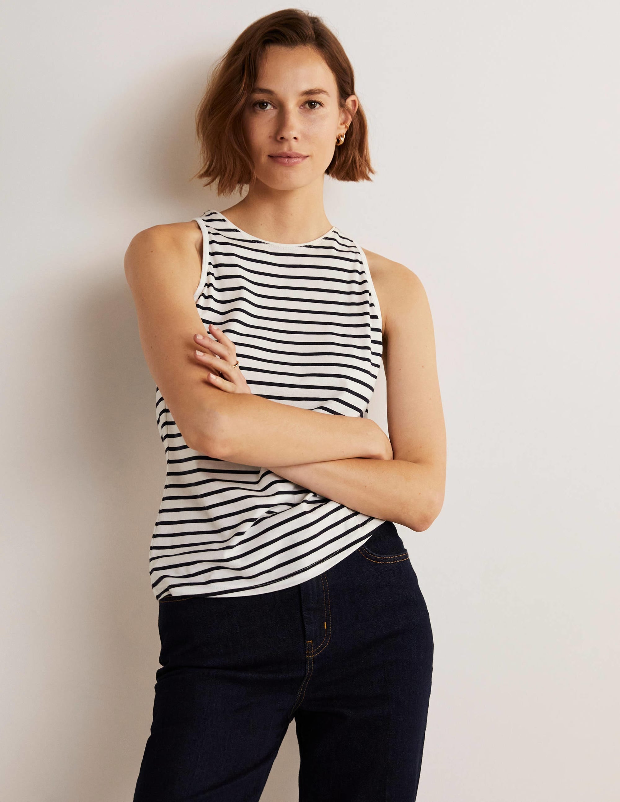 Supersoft Vest-Ivory / Navy Stripe - Image 5