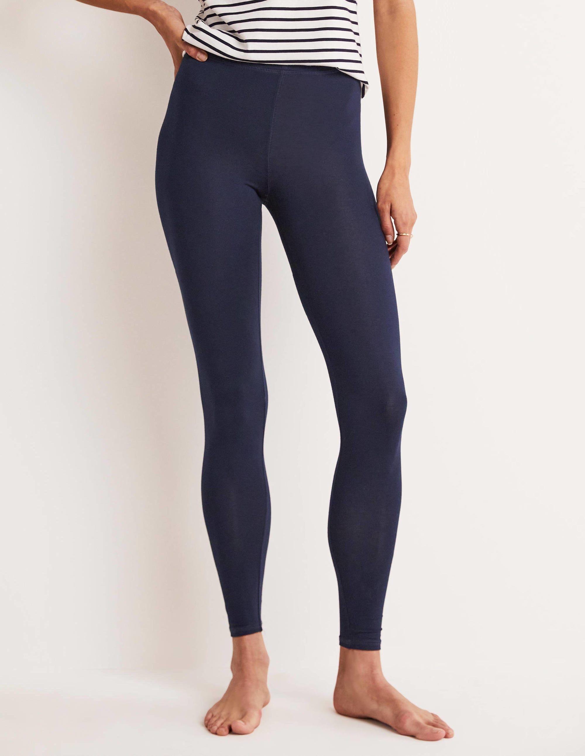 High Rise Navy Jersey Leggings-Navy - Image 8