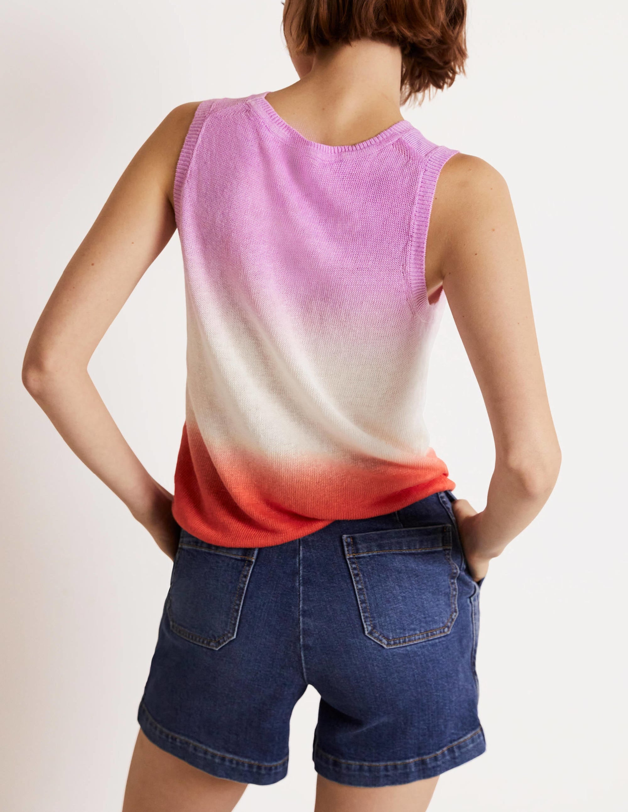 Dip-Dye Linen Vest-Firecracker/ Bon Bon Ombre - Image 3