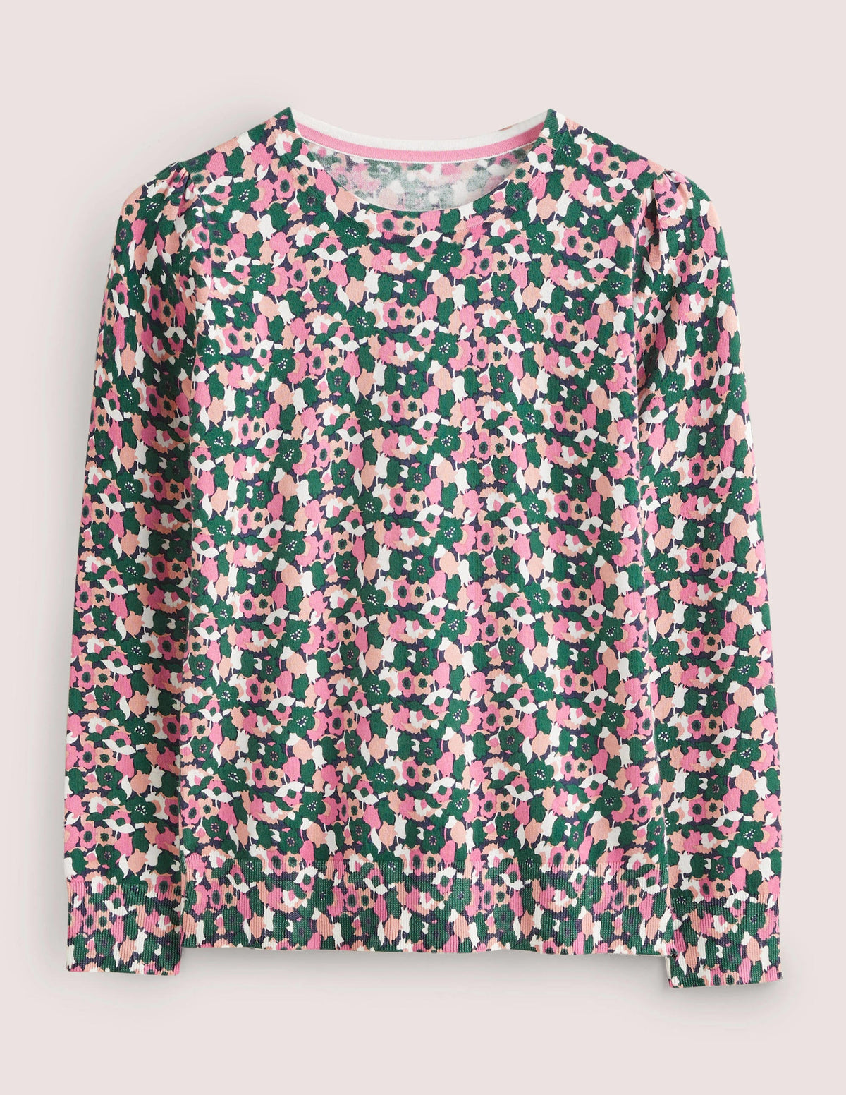 Cotton Crew Neck Jumper-Wild Rose, Tulip Cluster - Image 7