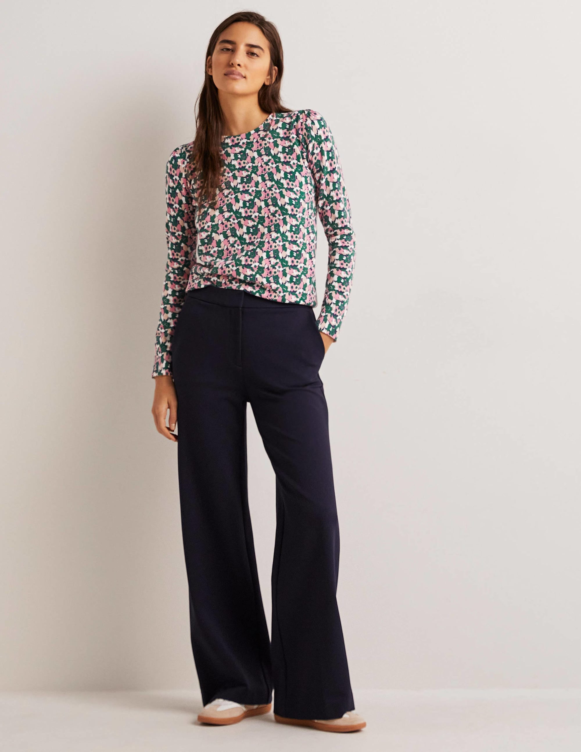 Cotton Crew Neck Jumper-Wild Rose, Tulip Cluster - Image 5