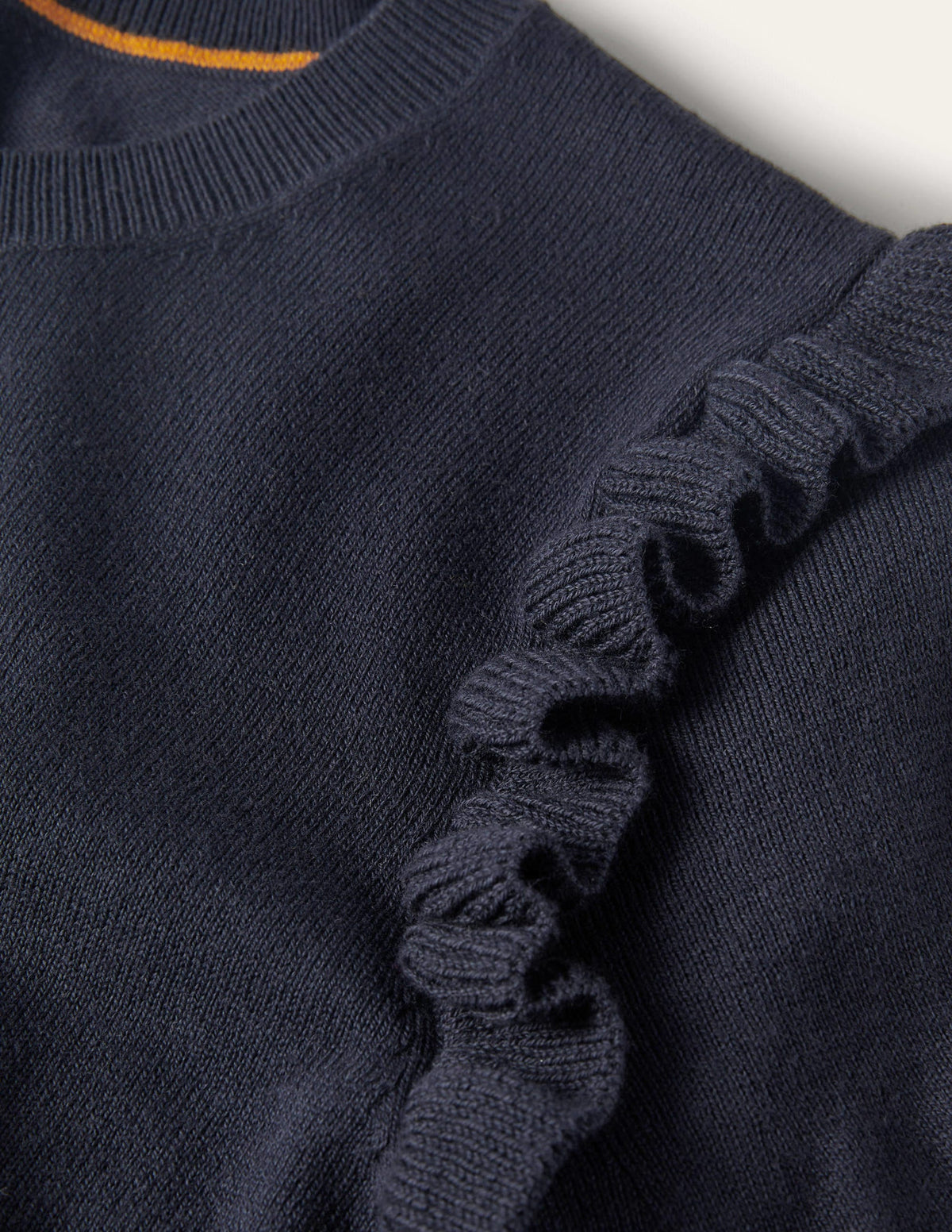 Frill Shoulder Cotton Cardigan-Navy - Image 9