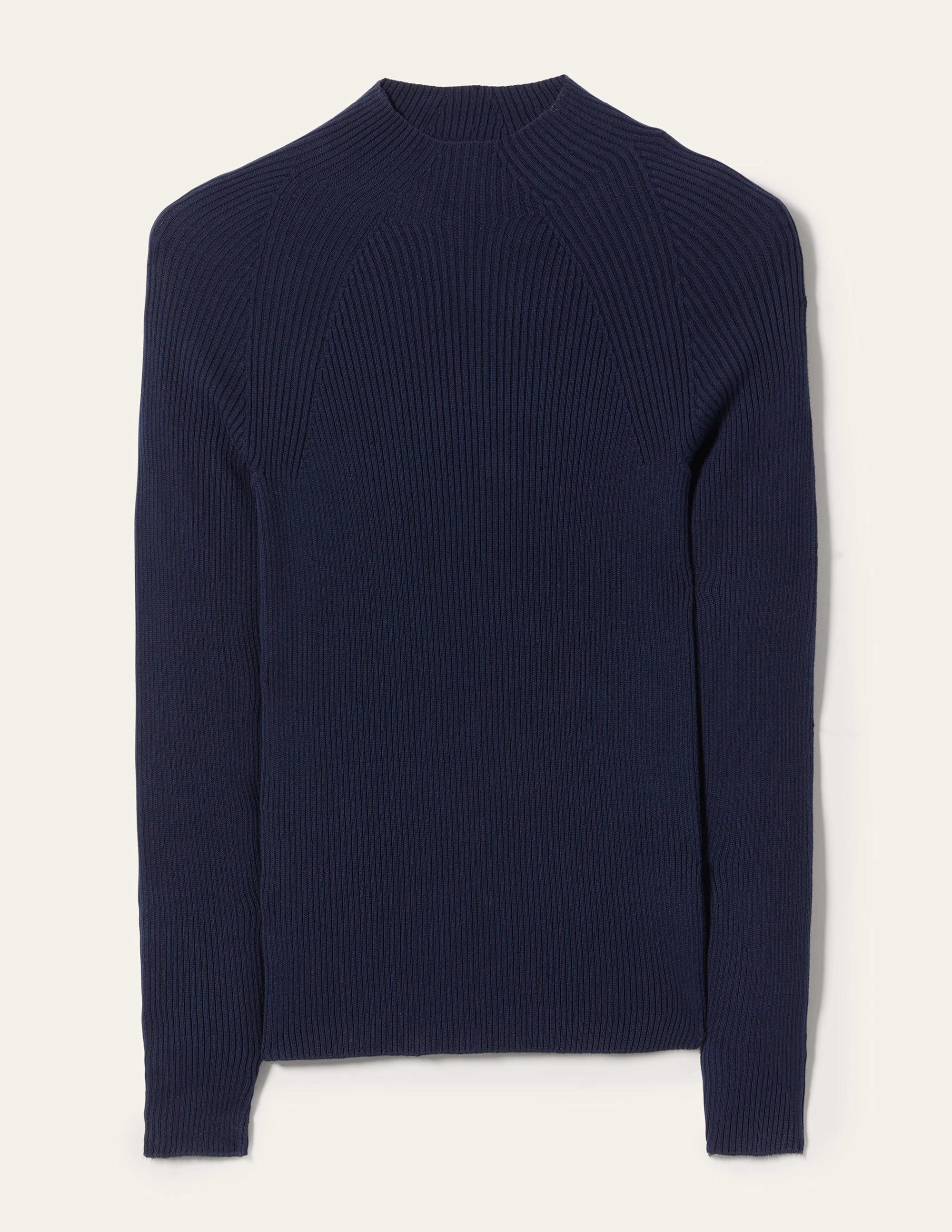 Ribbed High Neck Jumper-Navy - Image 9