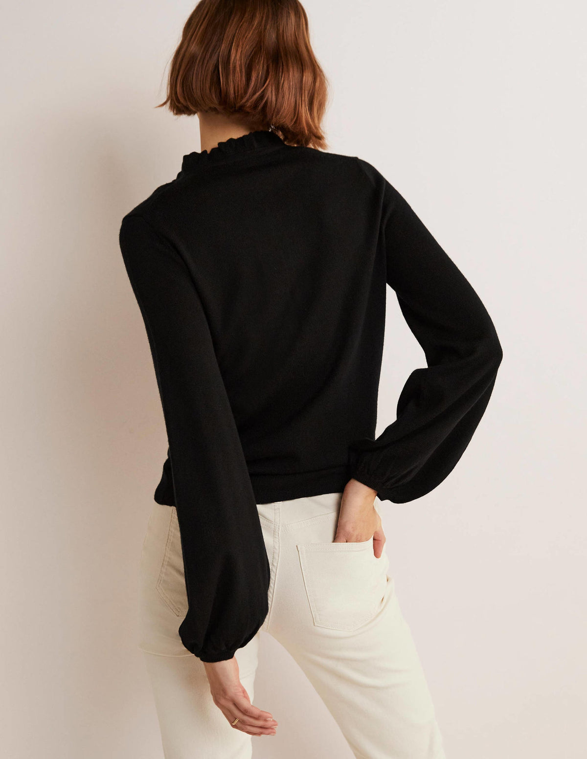 Button Front Merino Jumper-Black-8