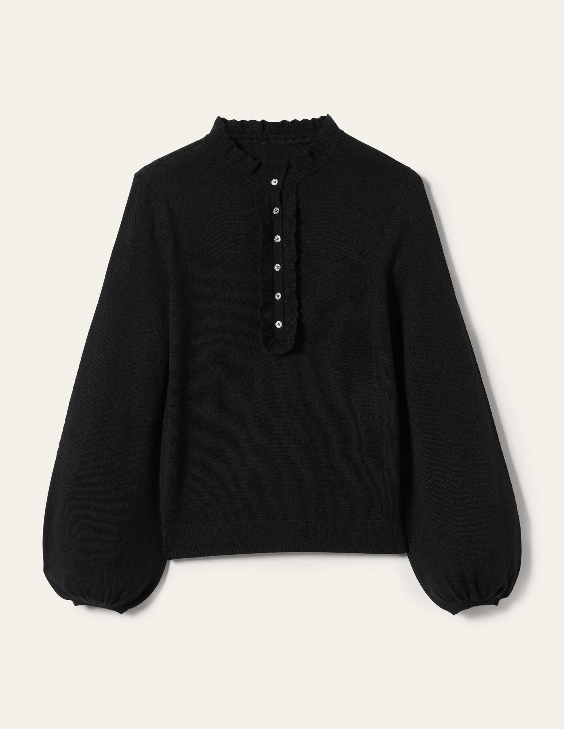 Button Front Merino Jumper-Black-11