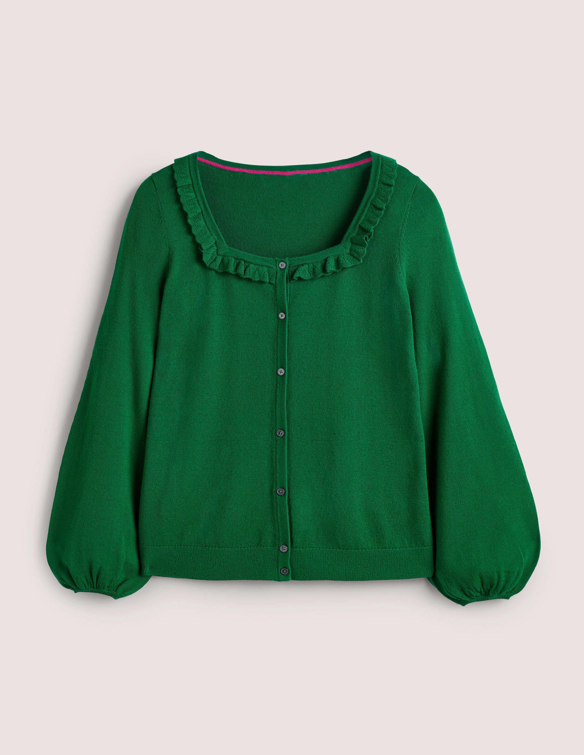 Square Neck Merino Cardigan-Trekking Green - Image 7