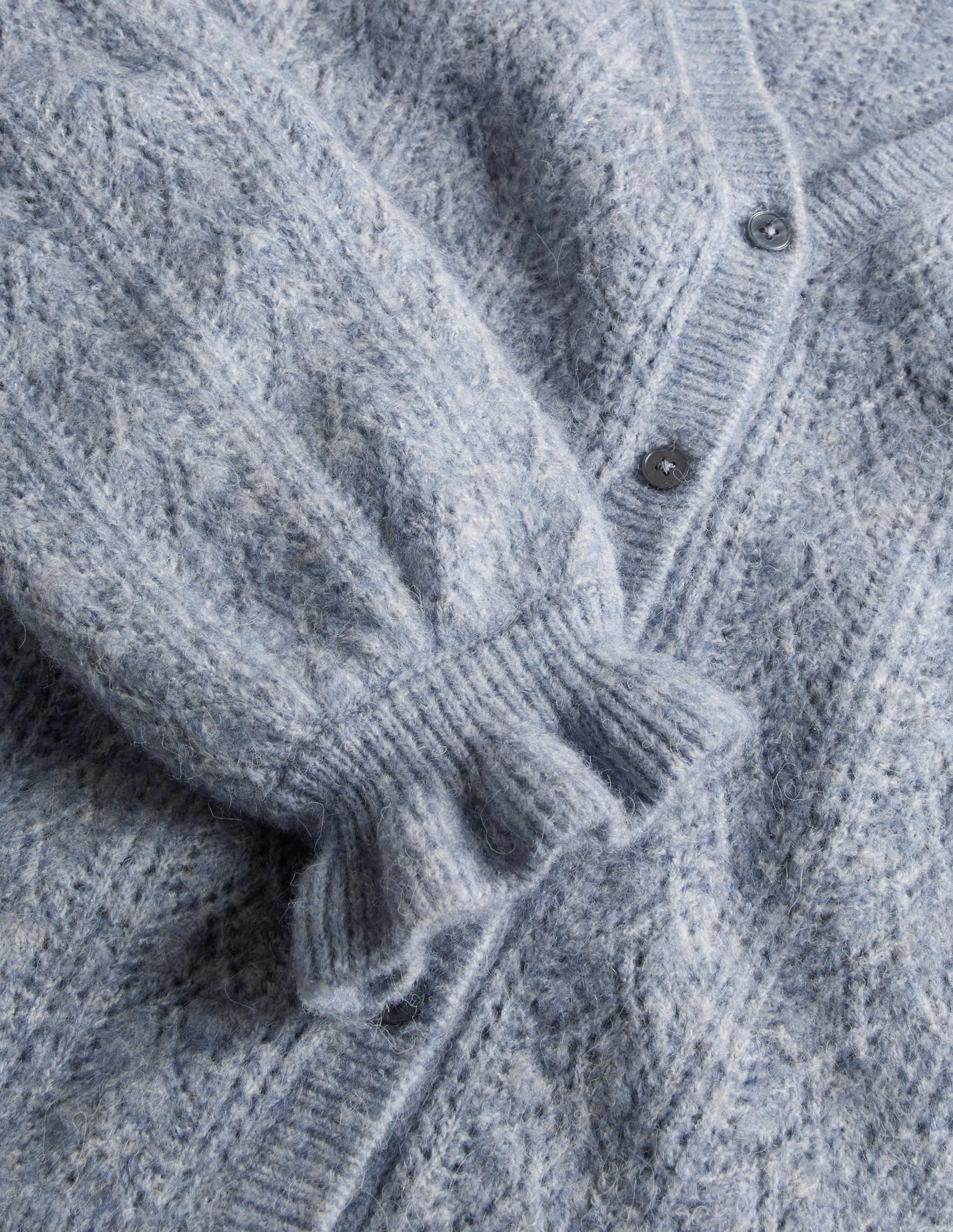 Fluffy Pointelle Cardigan-Corporal Blue Melange - Image 7