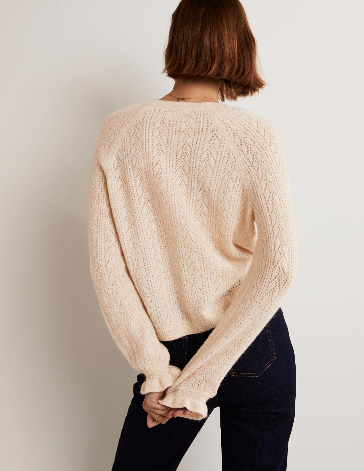 Fluffy Pointelle Cardigan-Rope-8