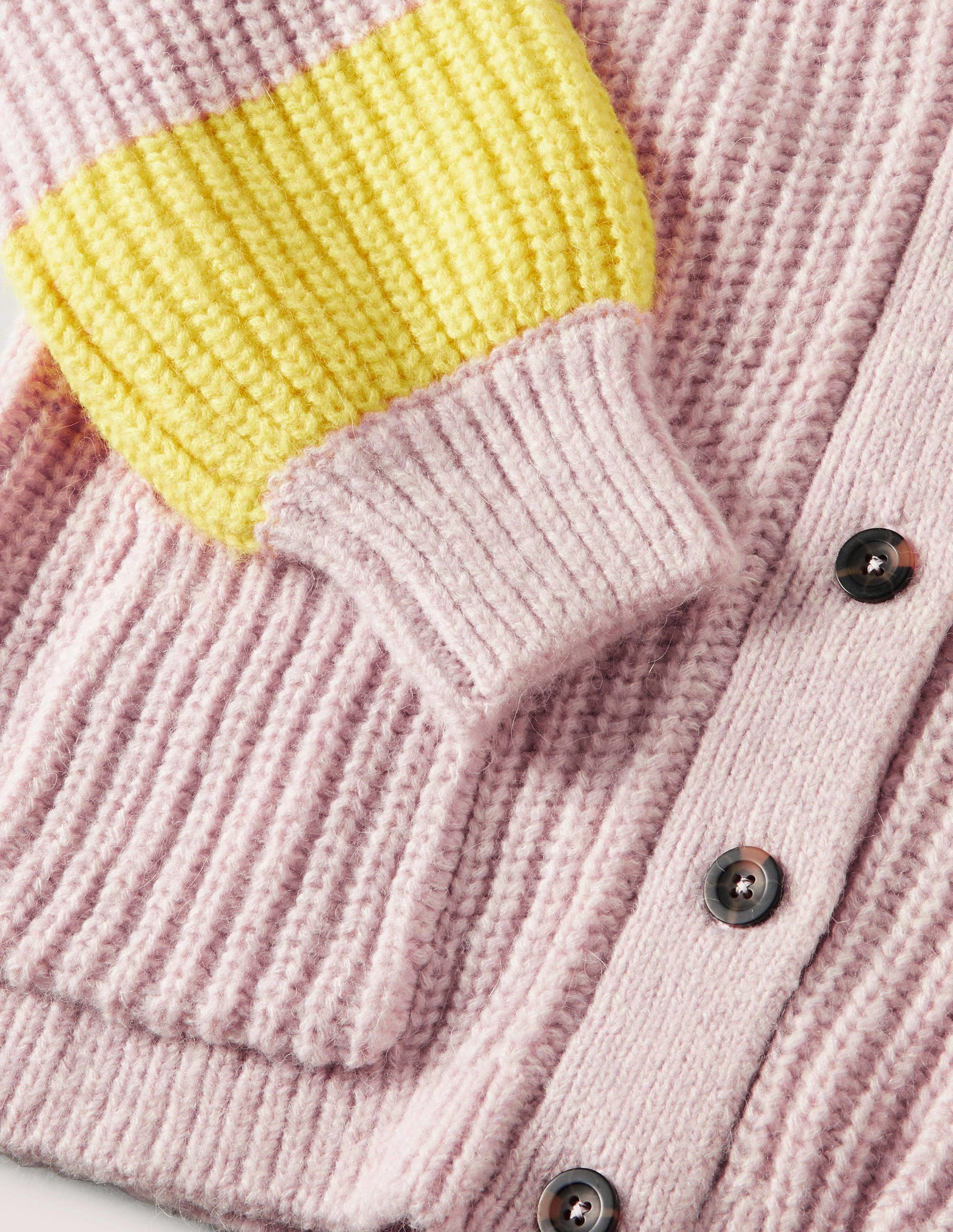 Fluffy Rib Relaxed Cardigan-Milkshake Pink, Neon Yellow-6