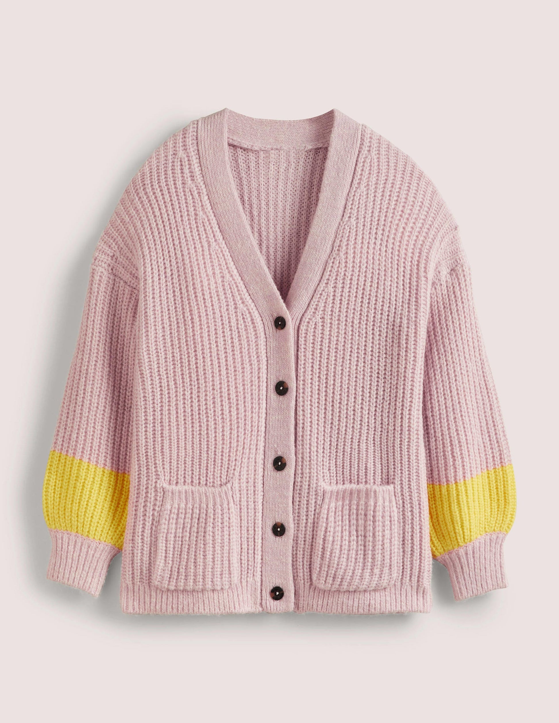 Fluffy Rib Relaxed Cardigan-Milkshake Pink, Neon Yellow-7