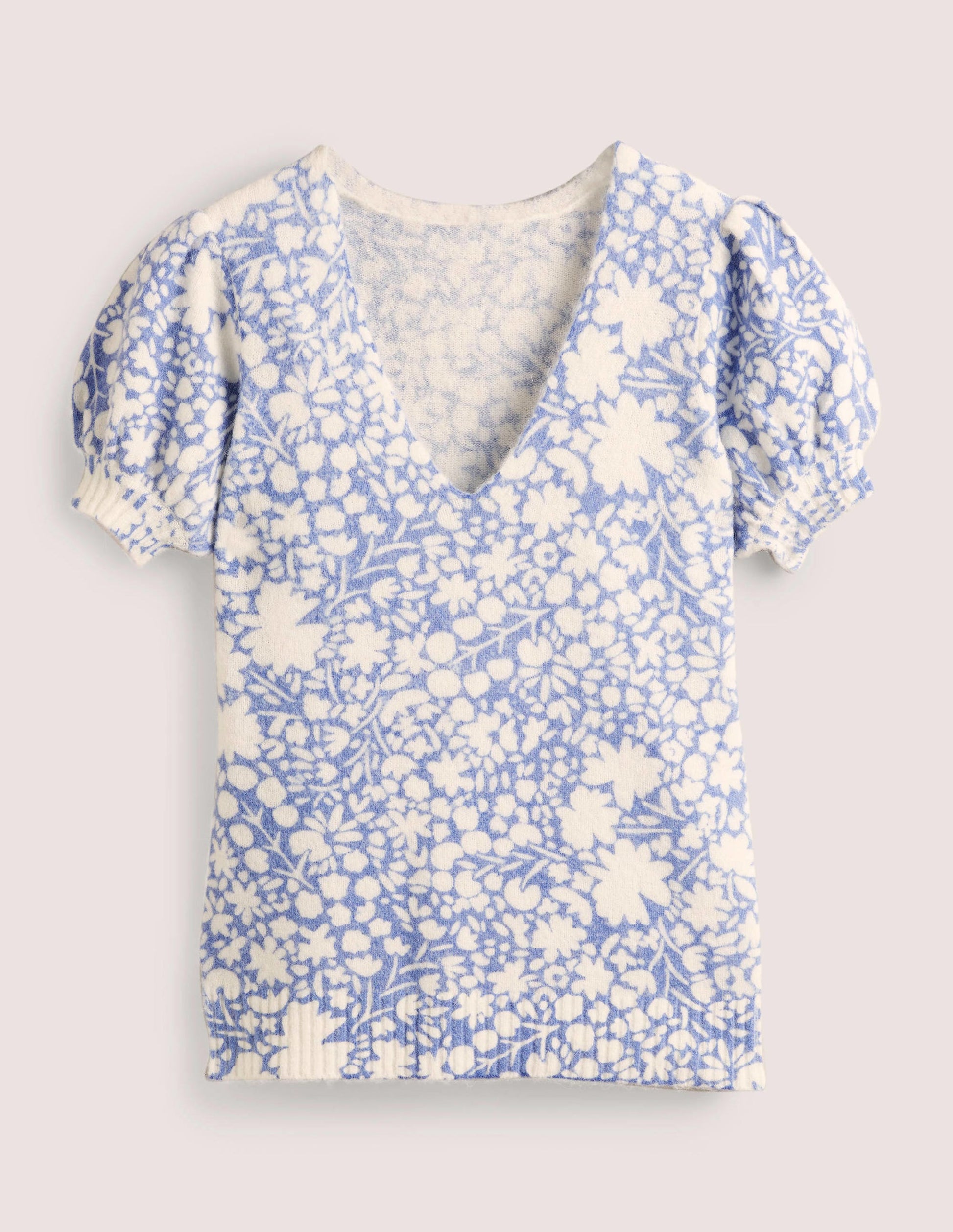 Printed Puff Sleeve Jumper-Riviera Blue, Abstract Ditsy-6
