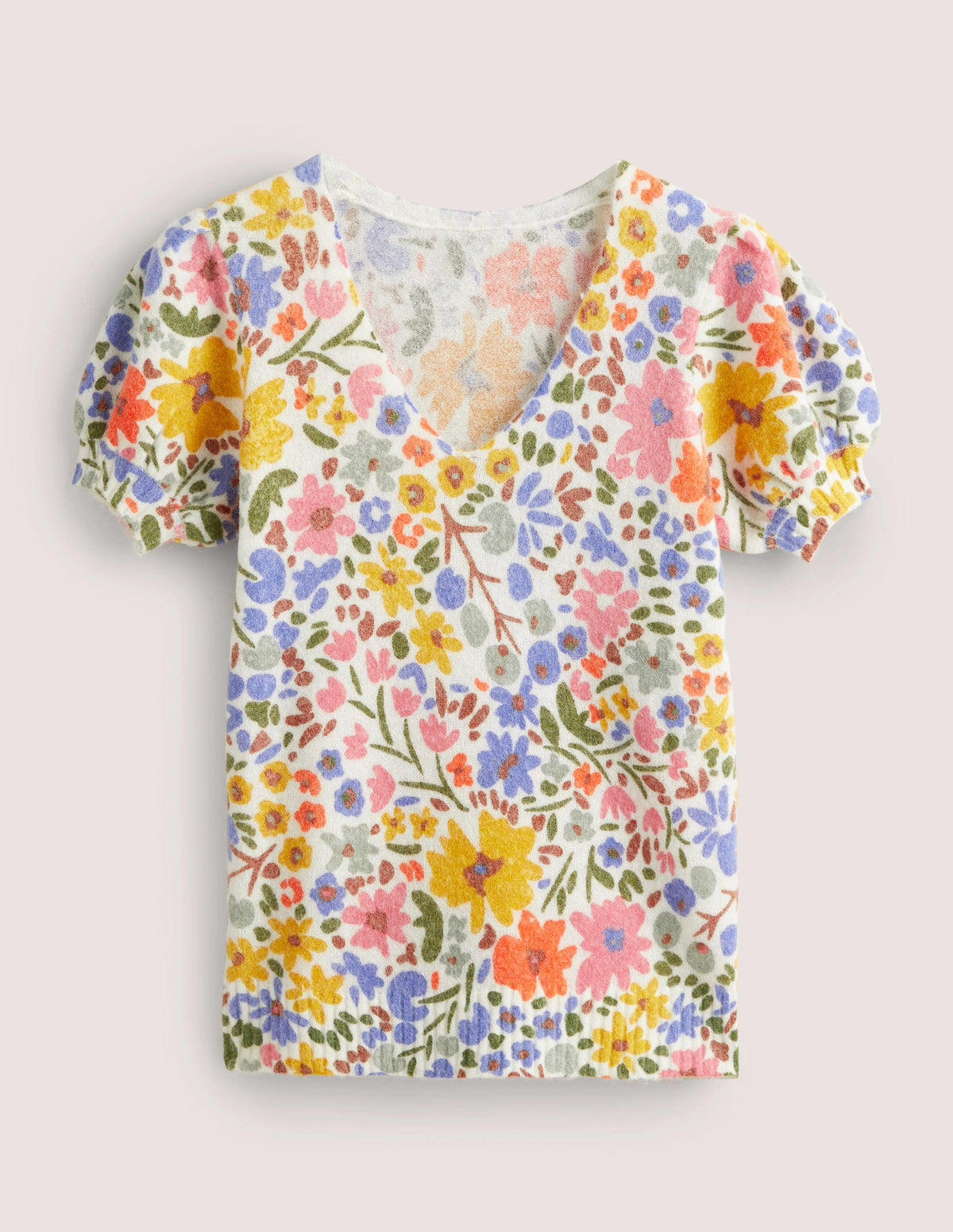 Printed Puff Sleeve Jumper-Ivory, Abstract Ditsy-7