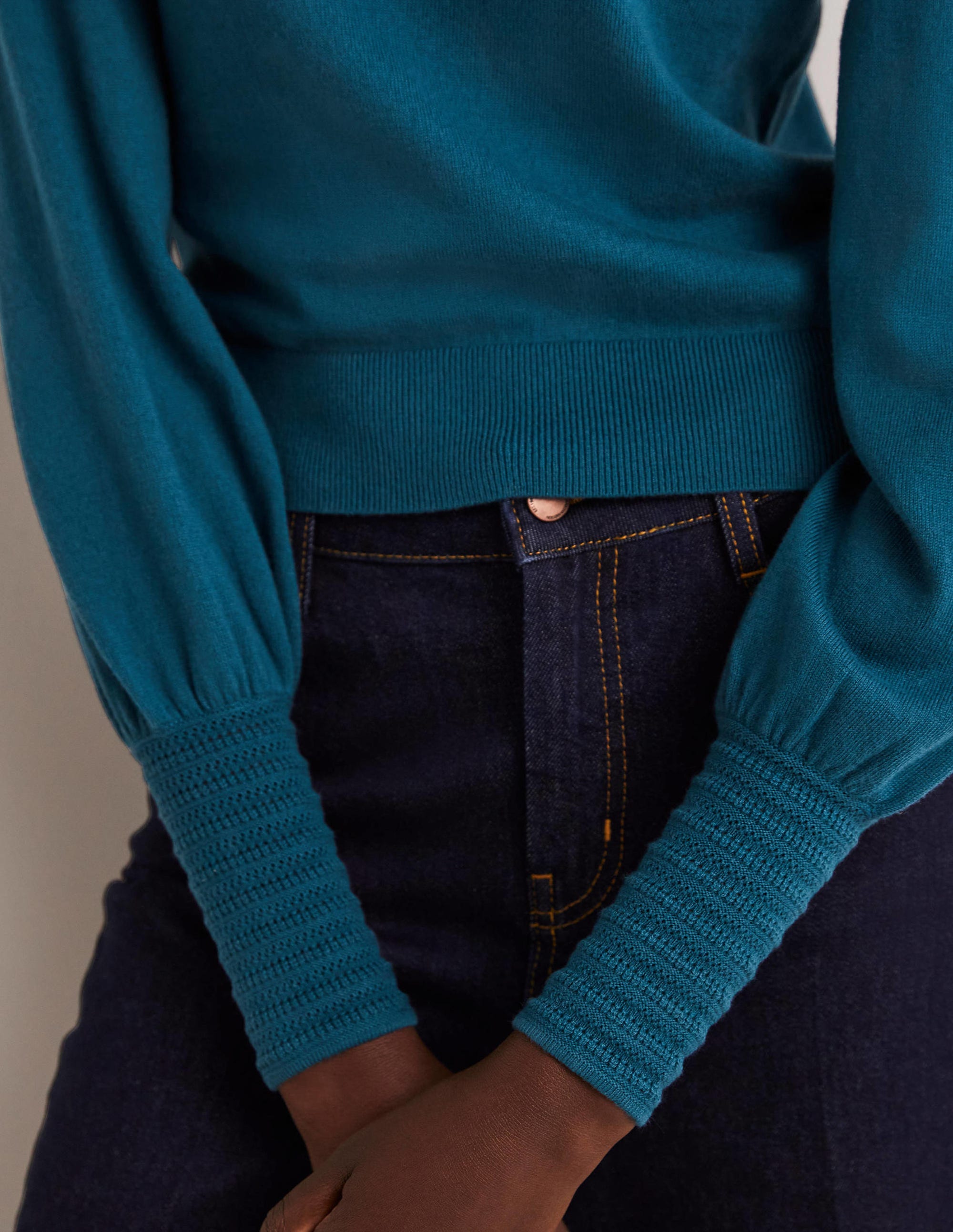 Pointelle-Detailed Jumper-Baltic Blue - Image 2