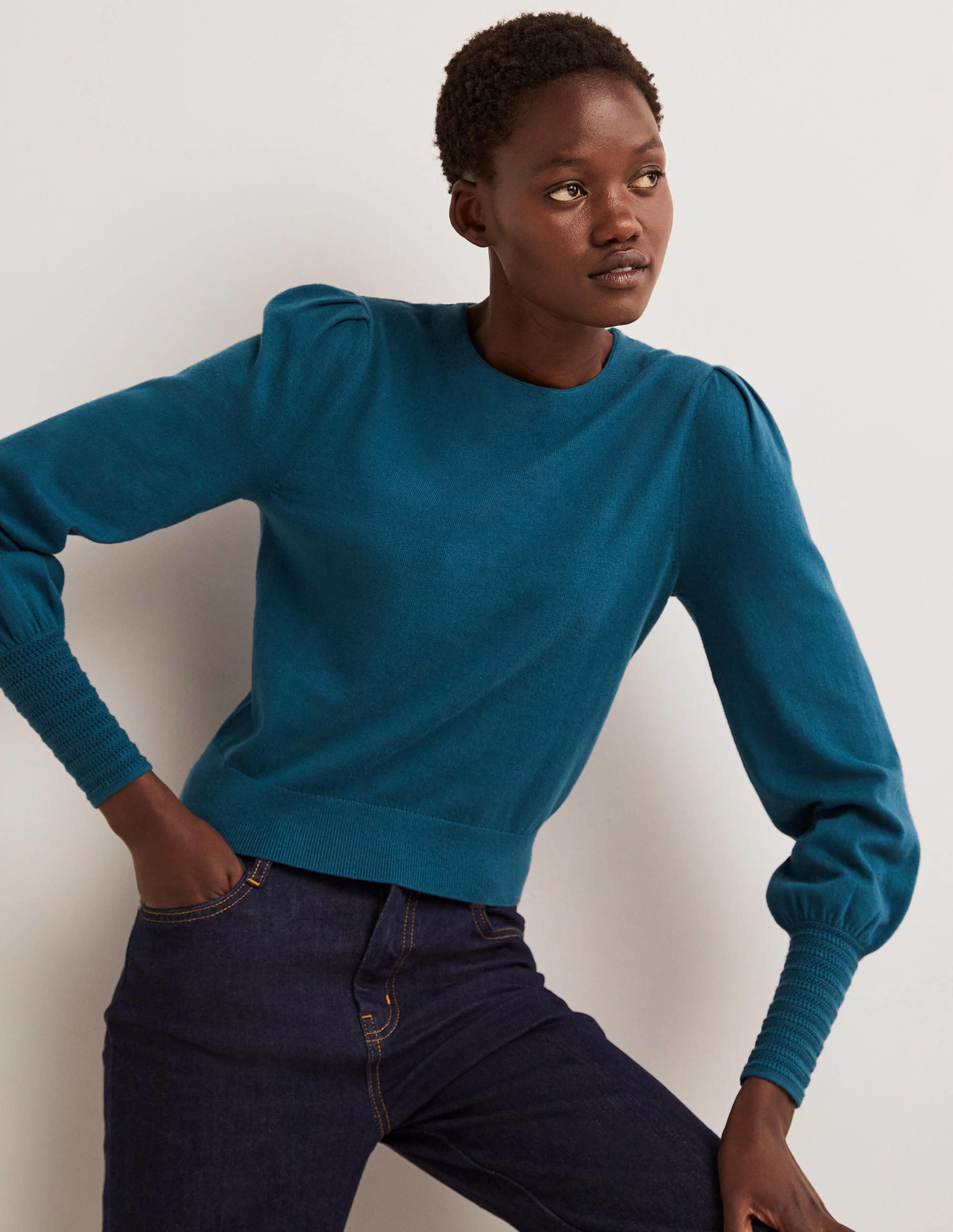 Pointelle-Detailed Jumper-Baltic Blue - Image 5