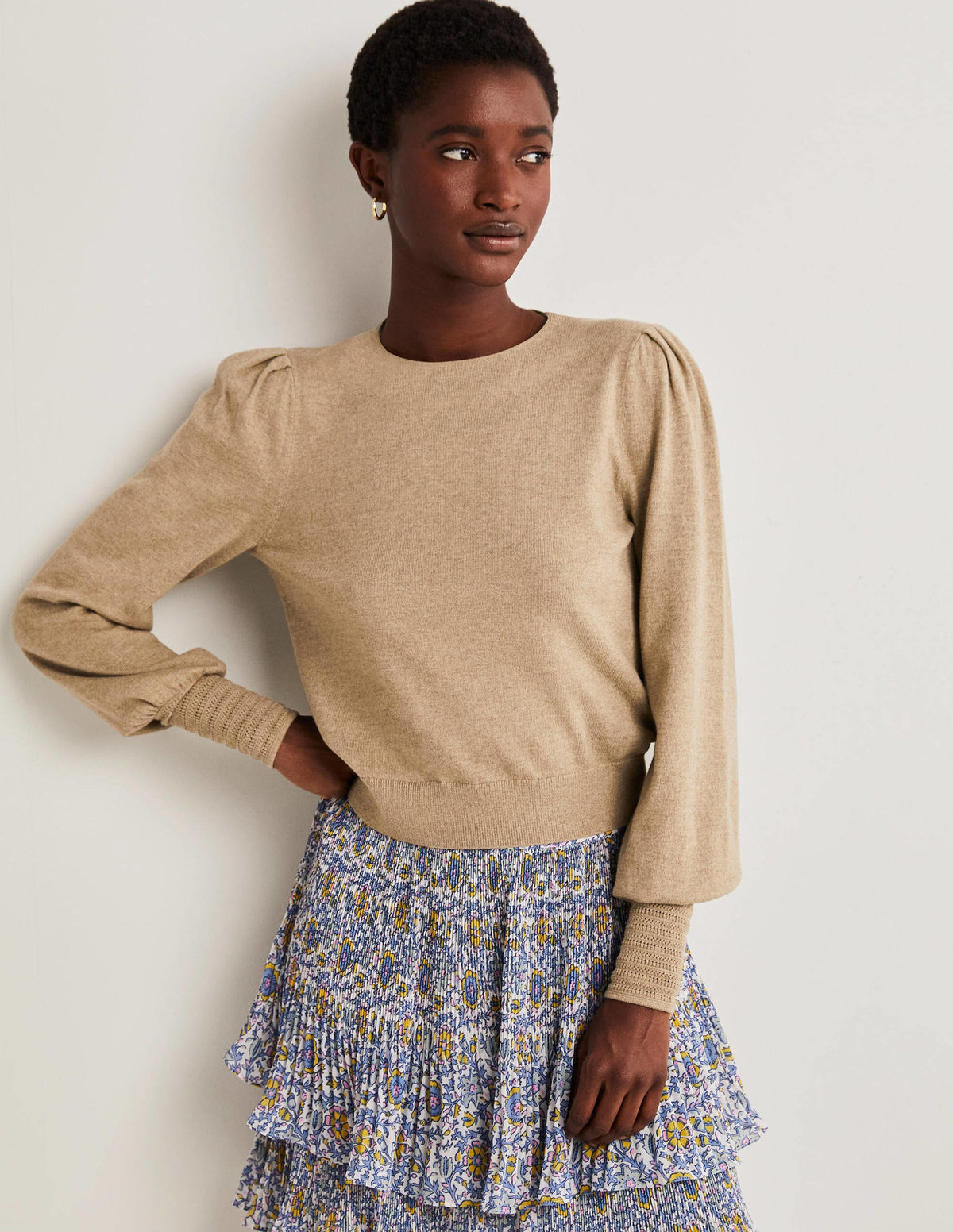 Pointelle-Detailed Jumper-Mink Melange-1