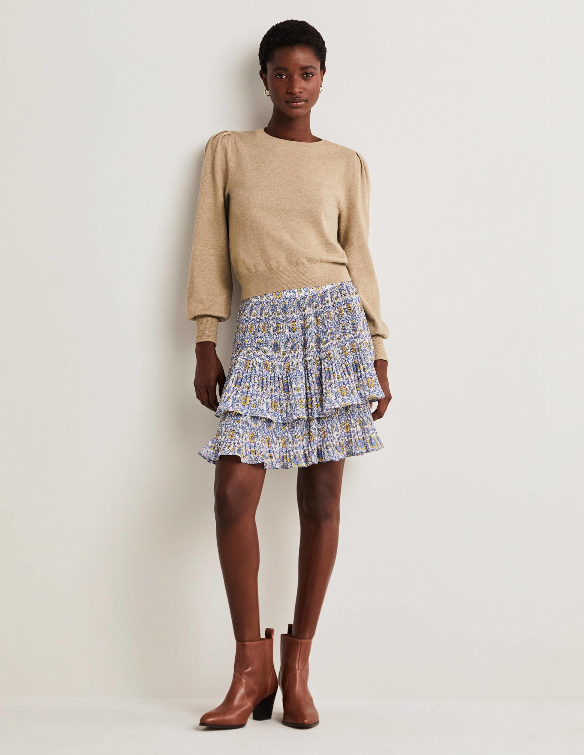 Pointelle-Detailed Jumper-Mink Melange-4