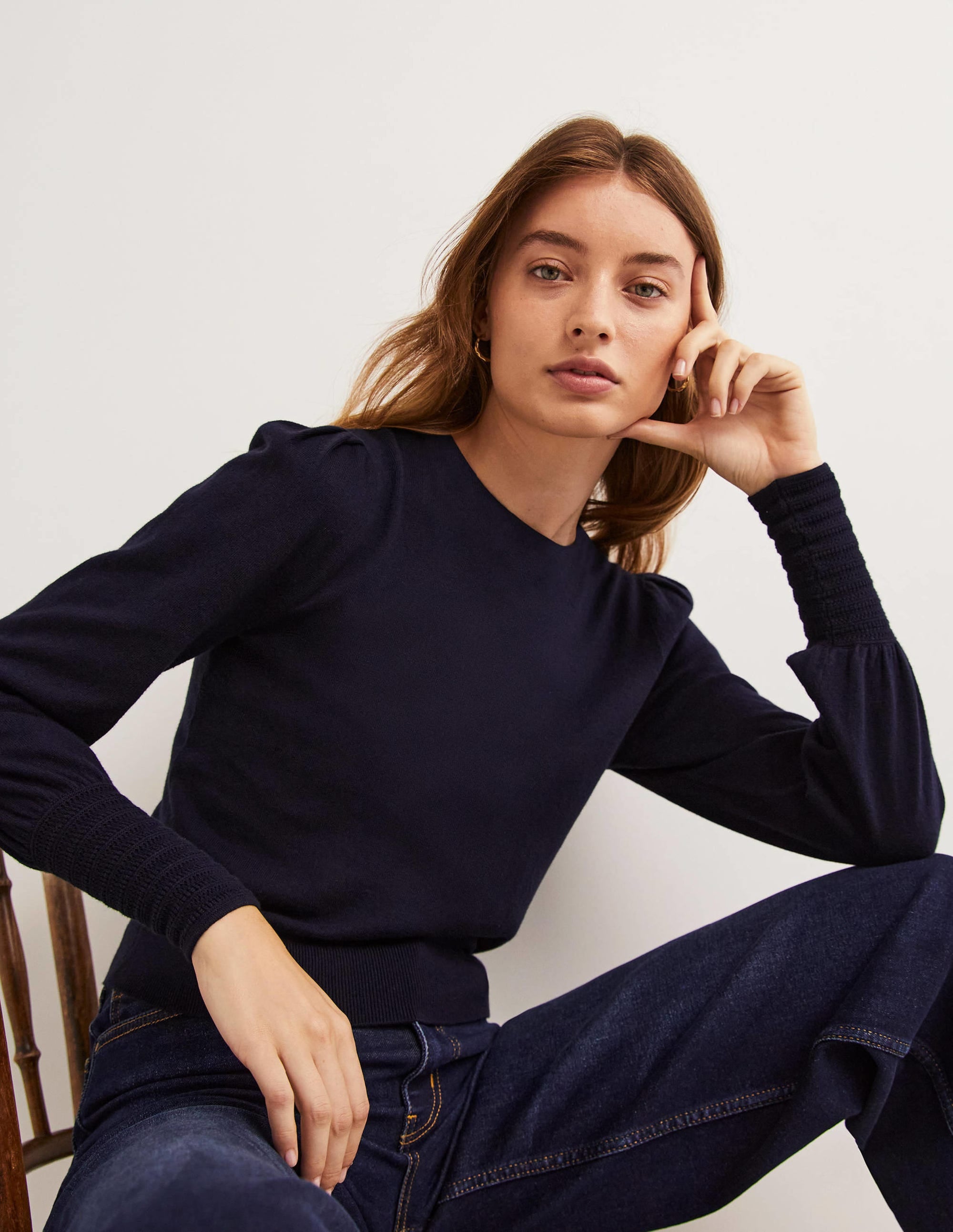 Pointelle-Detailed Jumper-Navy - Image 4