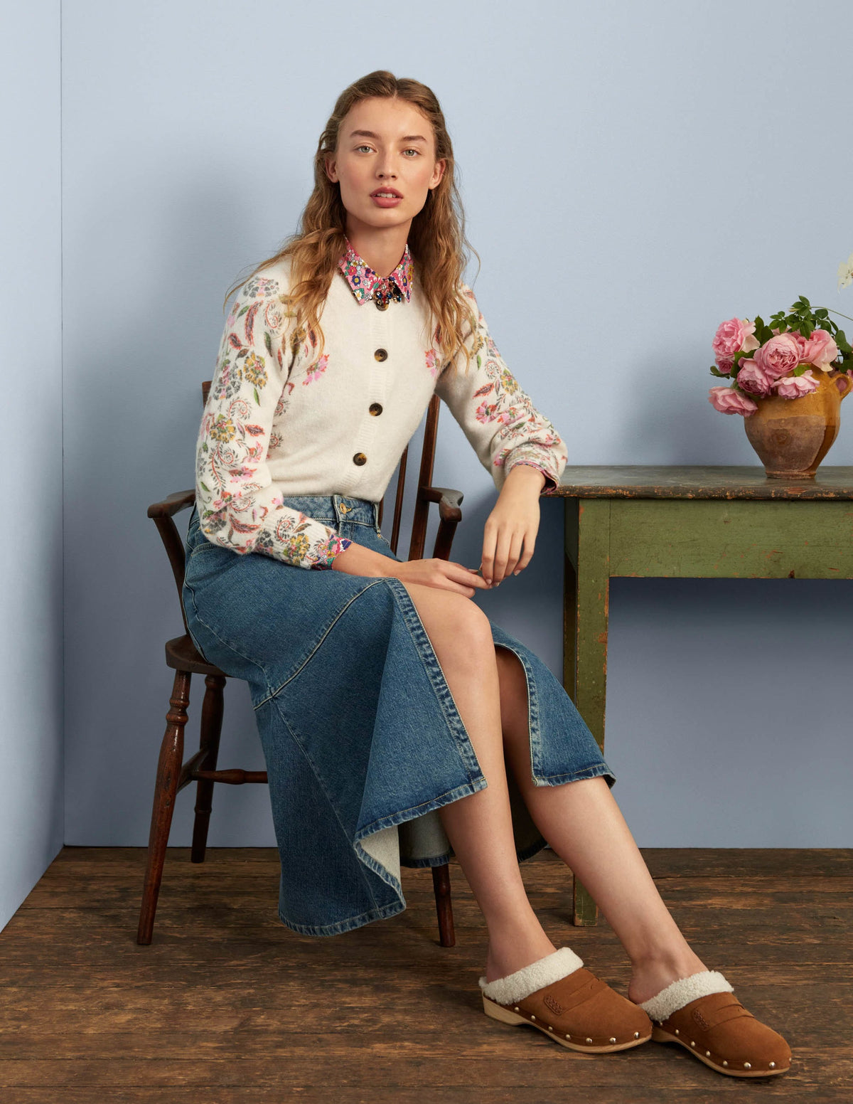 Printed Fluffy Cardigan-Ivory, Blossom Pomme-6