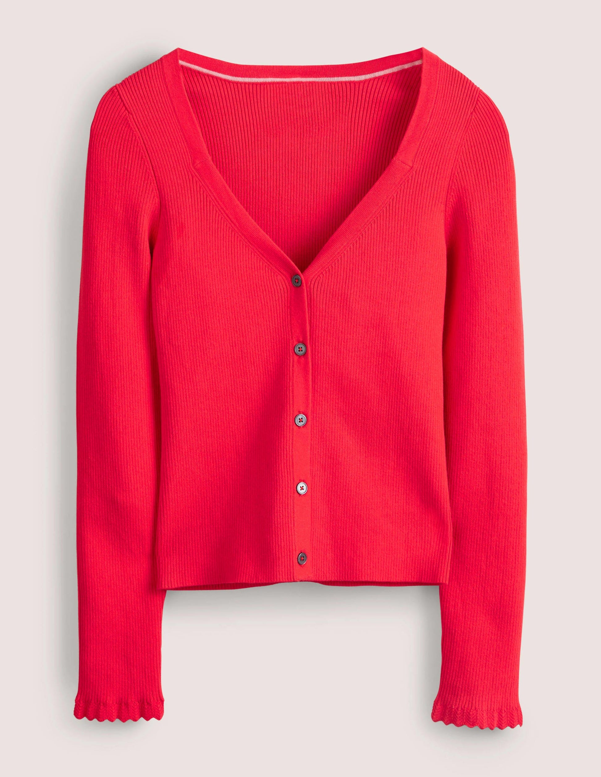 Ribbed Sweetheart Cardigan-Strawberry Tart Red-7