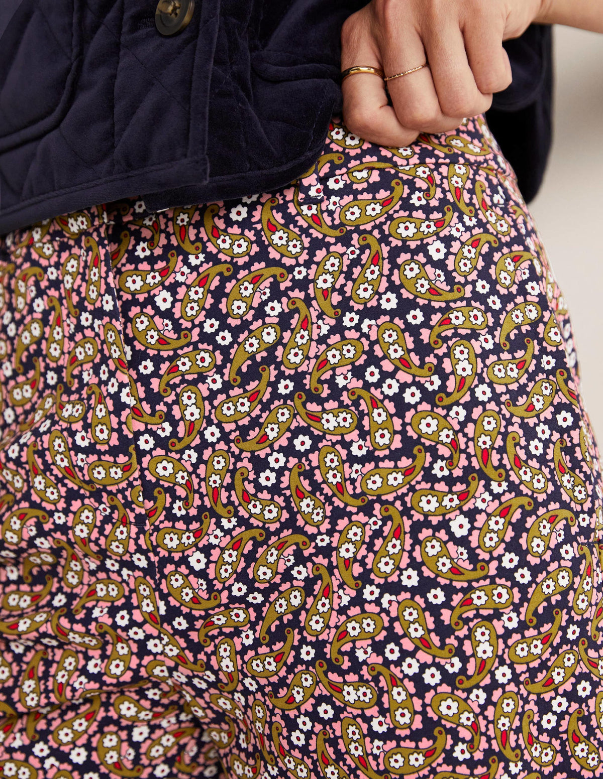 High Waisted Richmond Trousers-Citronelle, Petal Paisley-2