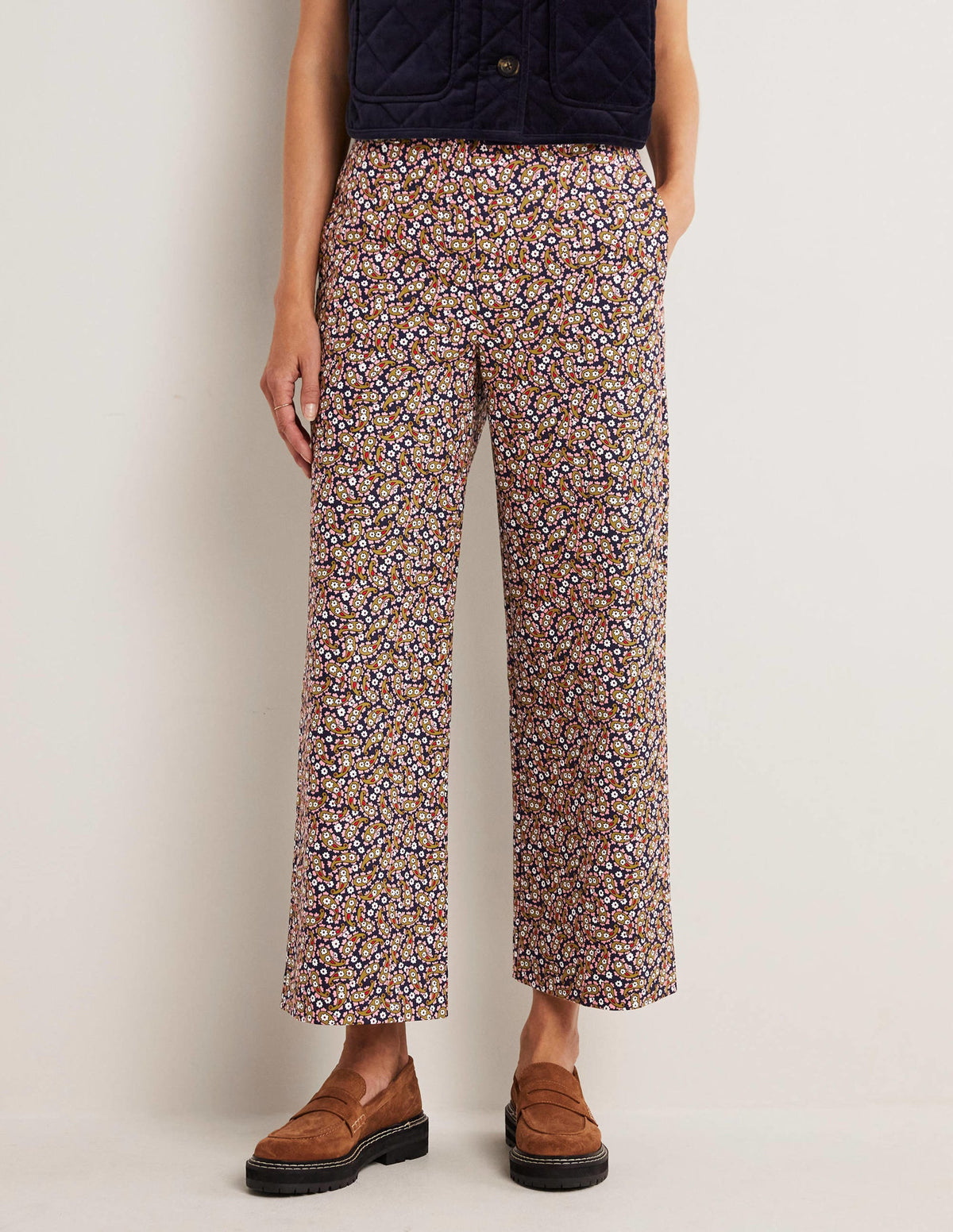 High Waisted Richmond Trousers-Citronelle, Petal Paisley-4
