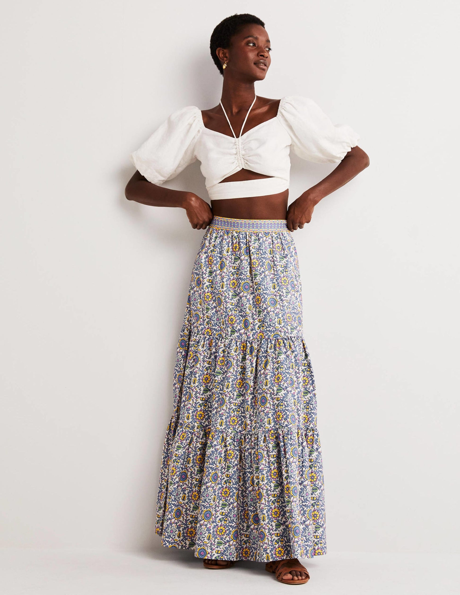 Lorna Tiered Maxi Skirt-Enchanting Twig, Ivory-1