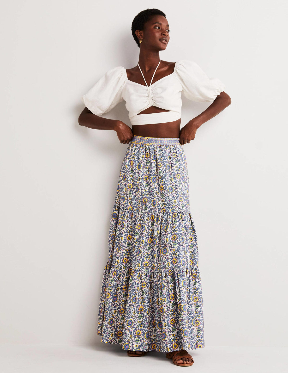 Lorna Tiered Maxi Skirt-Enchanting Twig, Ivory - Image 1
