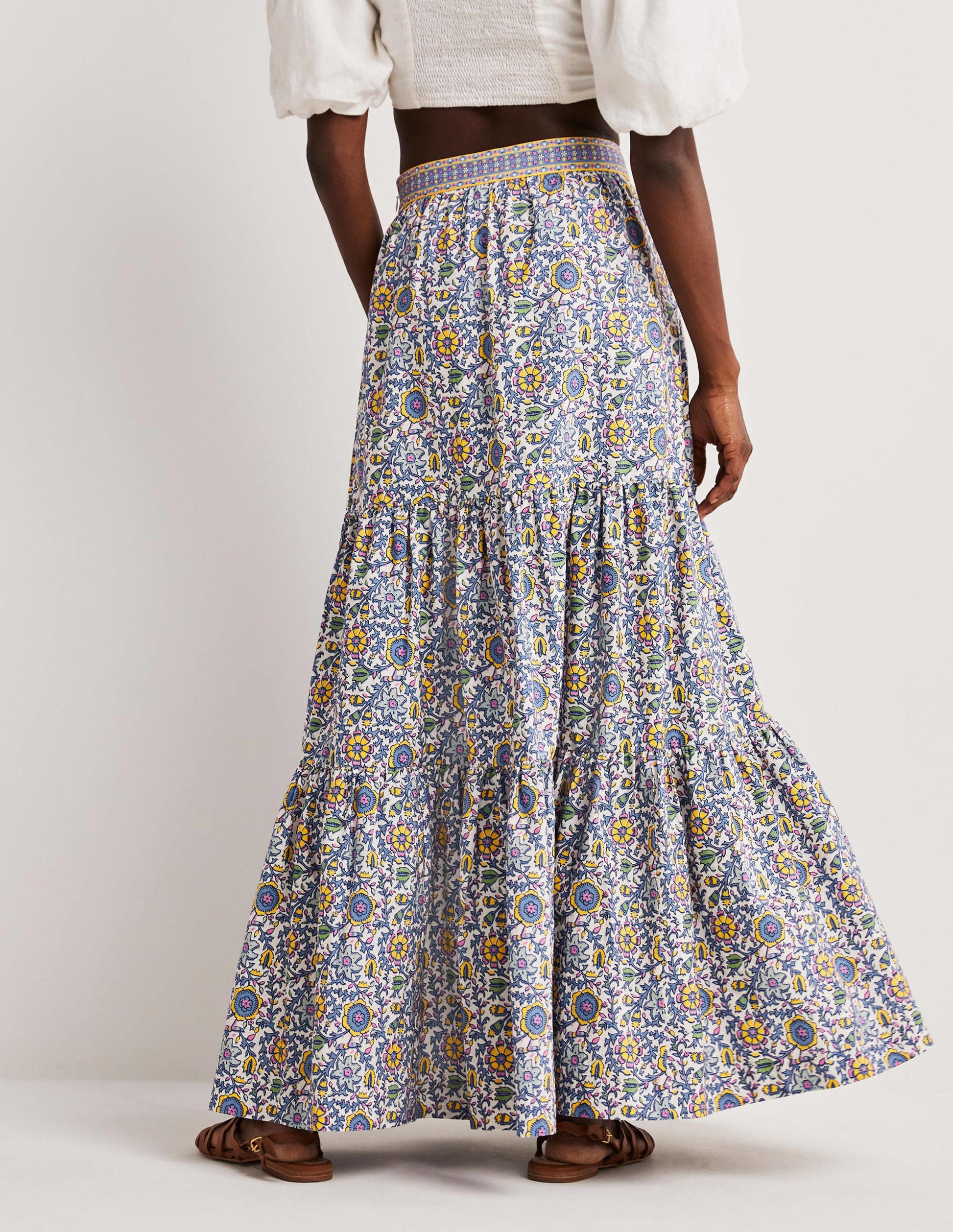 Lorna Tiered Maxi Skirt-Enchanting Twig, Ivory-3