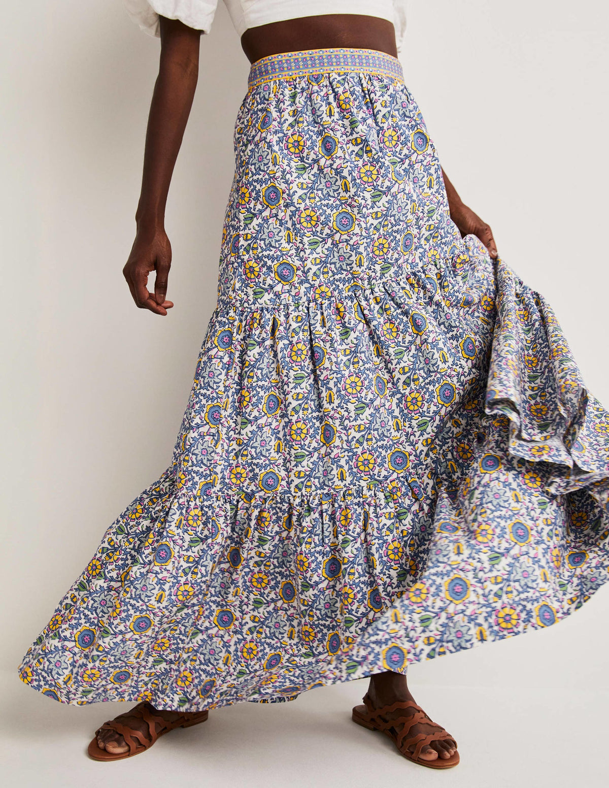 Lorna Tiered Maxi Skirt-Enchanting Twig, Ivory - Image 4