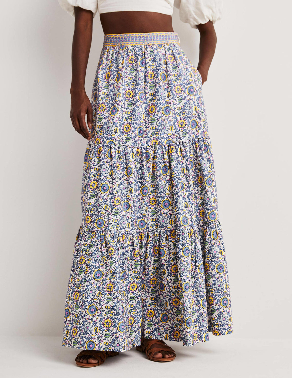 Lorna Tiered Maxi Skirt-Enchanting Twig, Ivory - Image 5