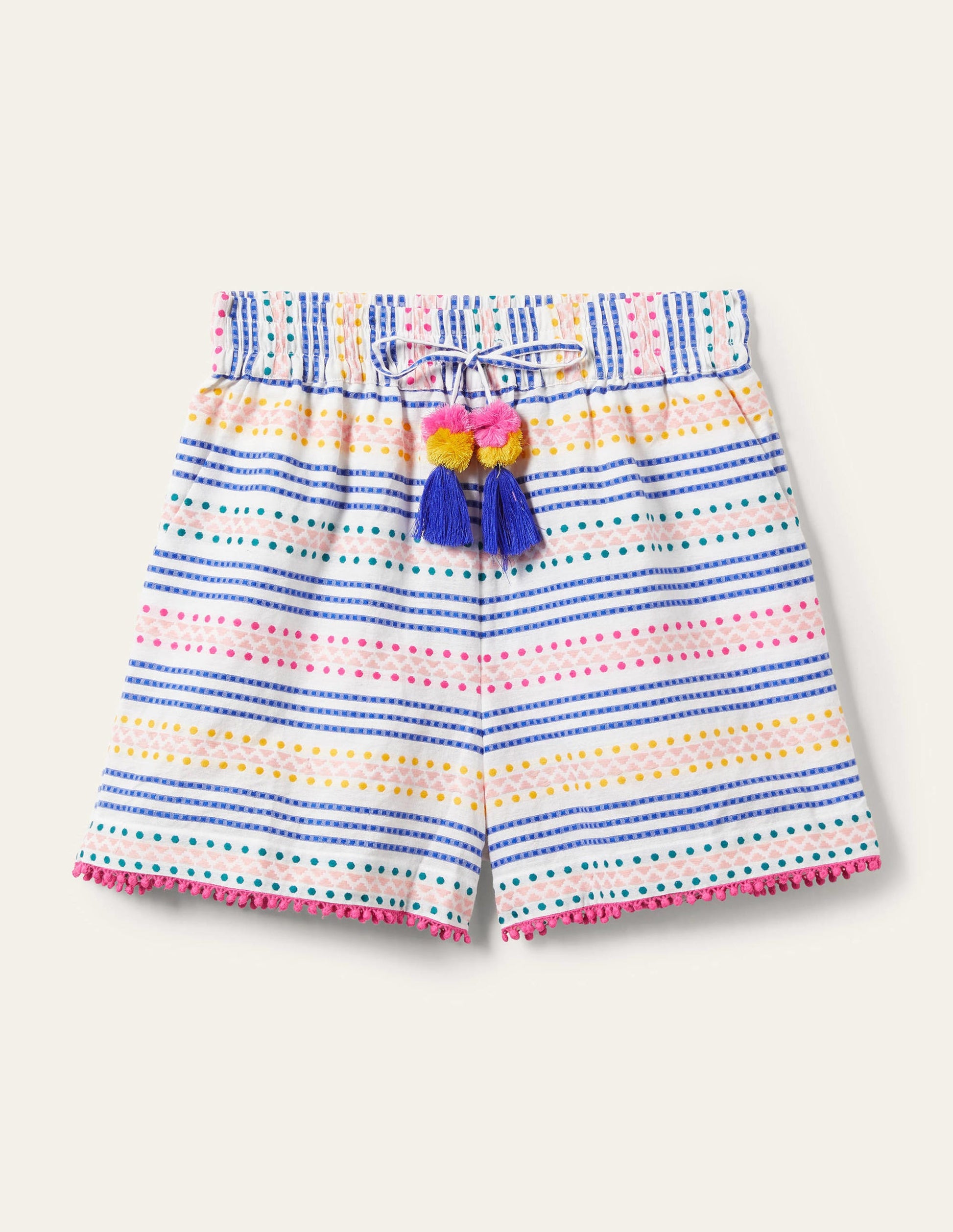 Pull On Cotton Shorts-Multi Dobby Stripe-11
