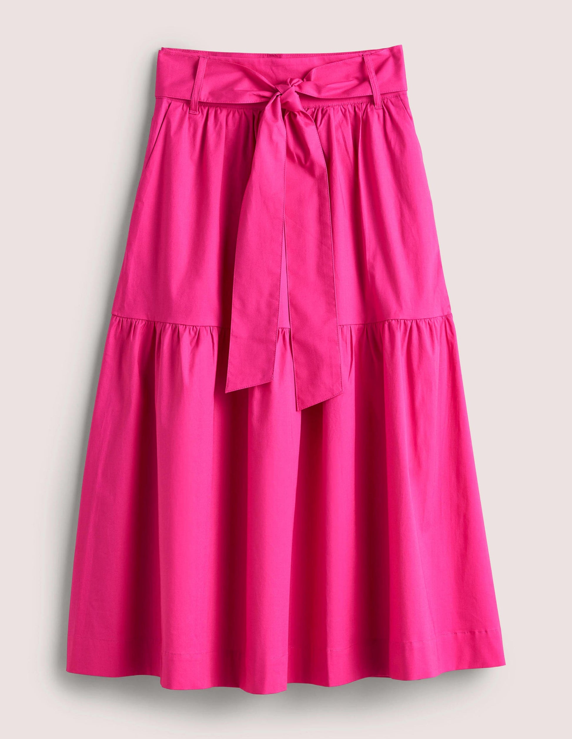 Tiered Belted Midi Skirt-Wild Watermelon Pink-10