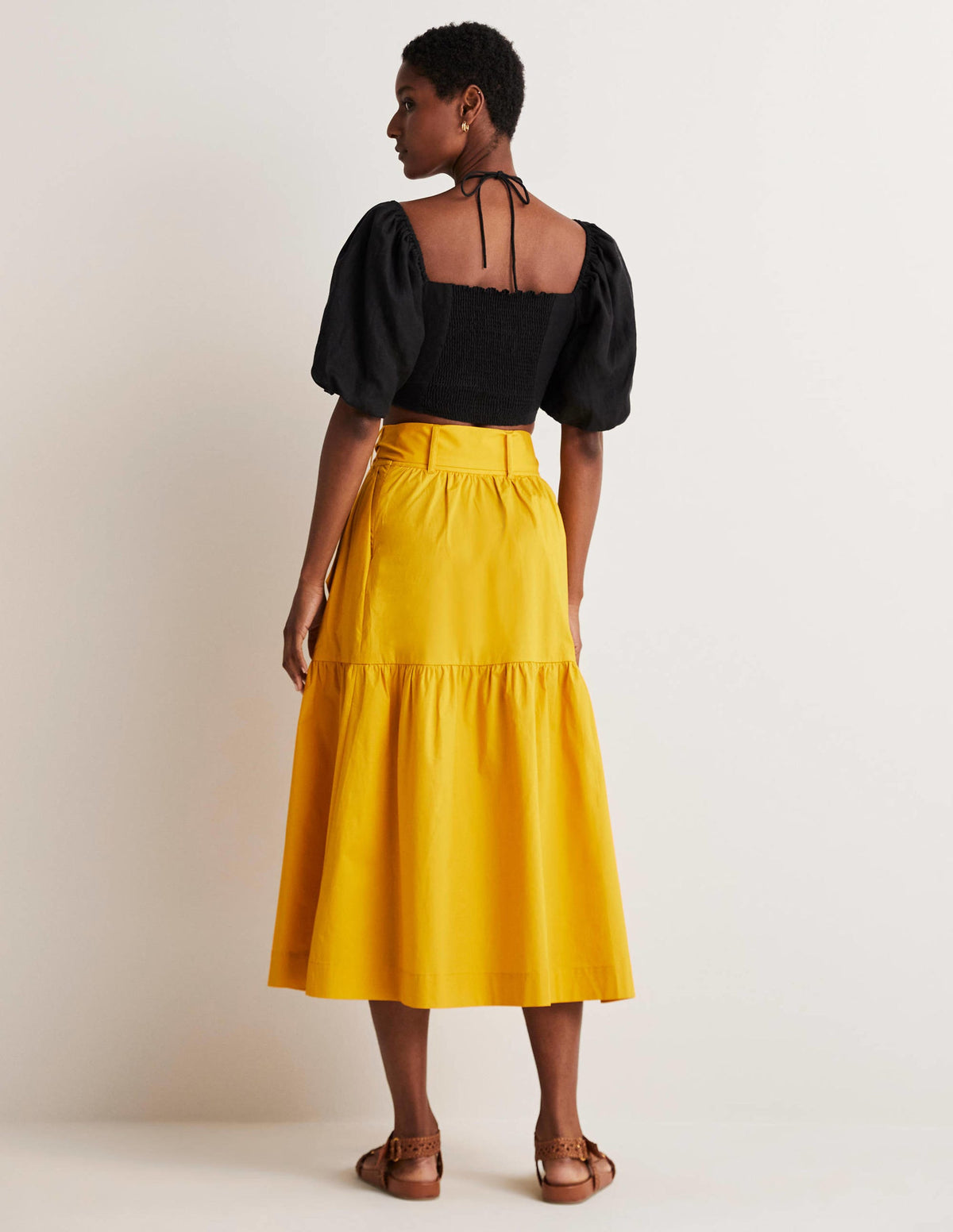 Tiered Belted Midi Skirt-Honeycomb-11
