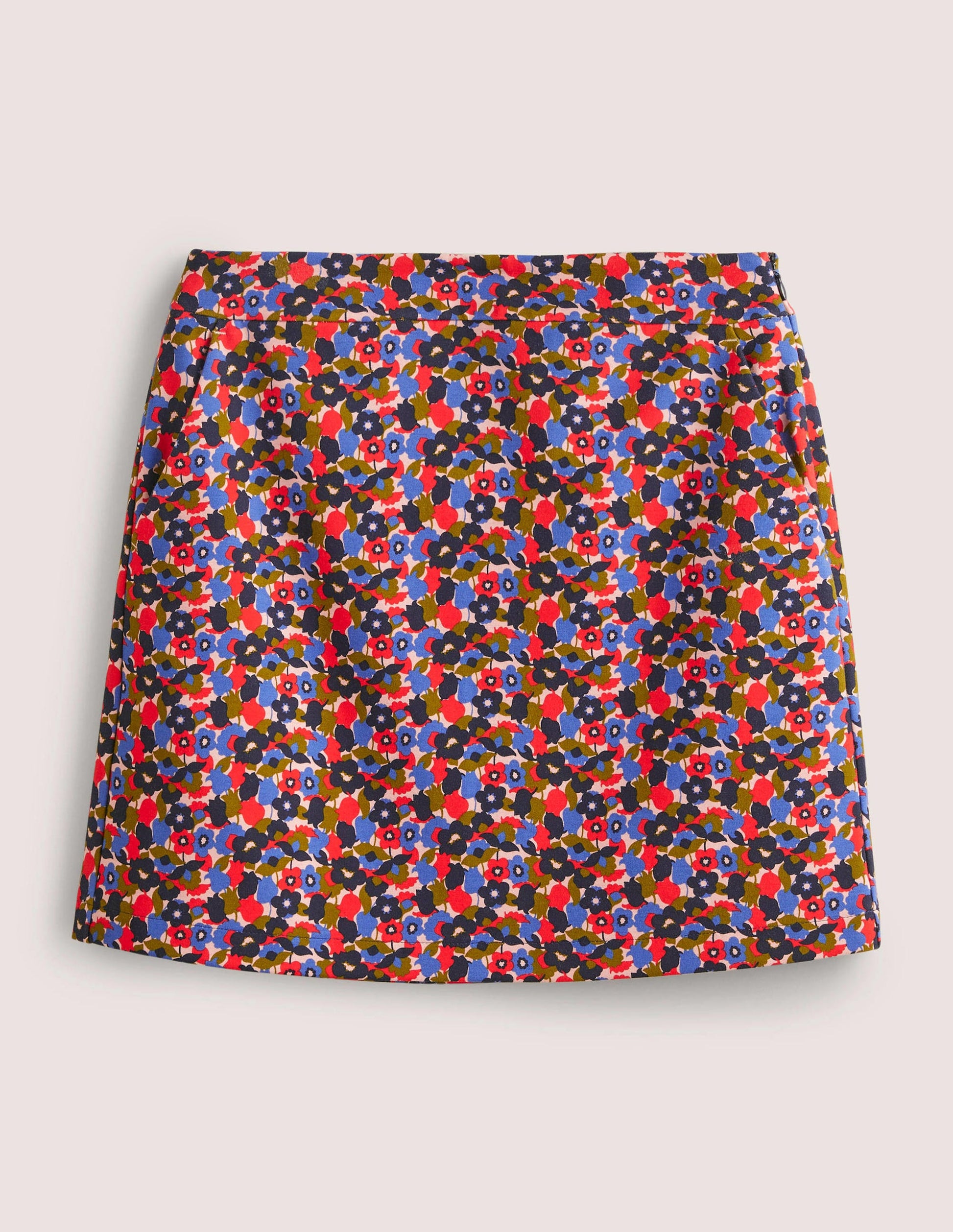 Ponte A-line Mini Skirt-Multi, Tulip Cluster-7
