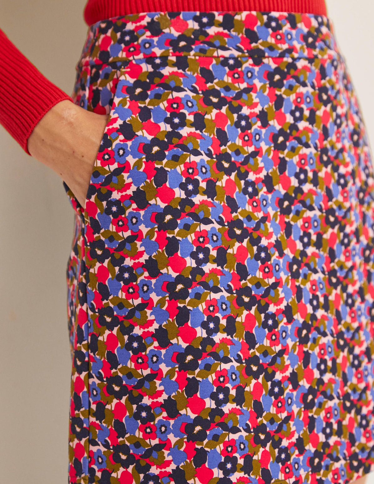 Ponte A-line Mini Skirt-Multi, Tulip Cluster - Image 2