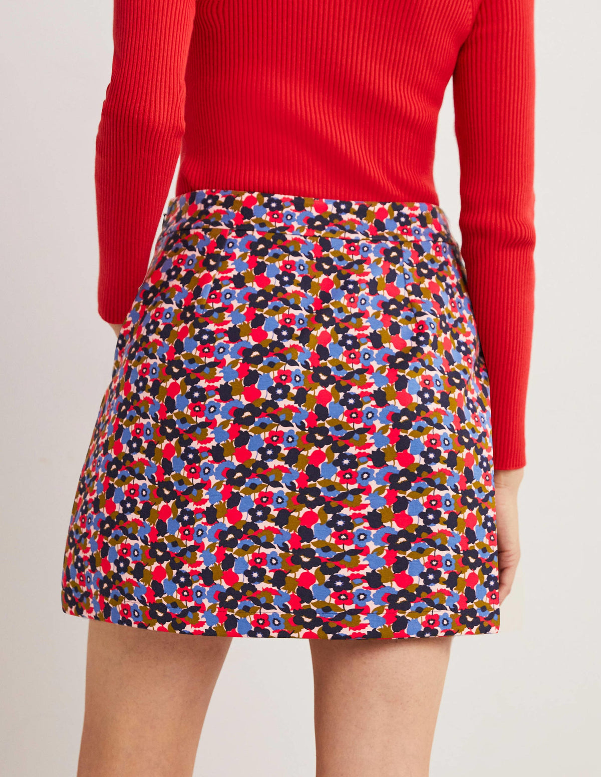 Ponte A-line Mini Skirt-Multi, Tulip Cluster - Image 3