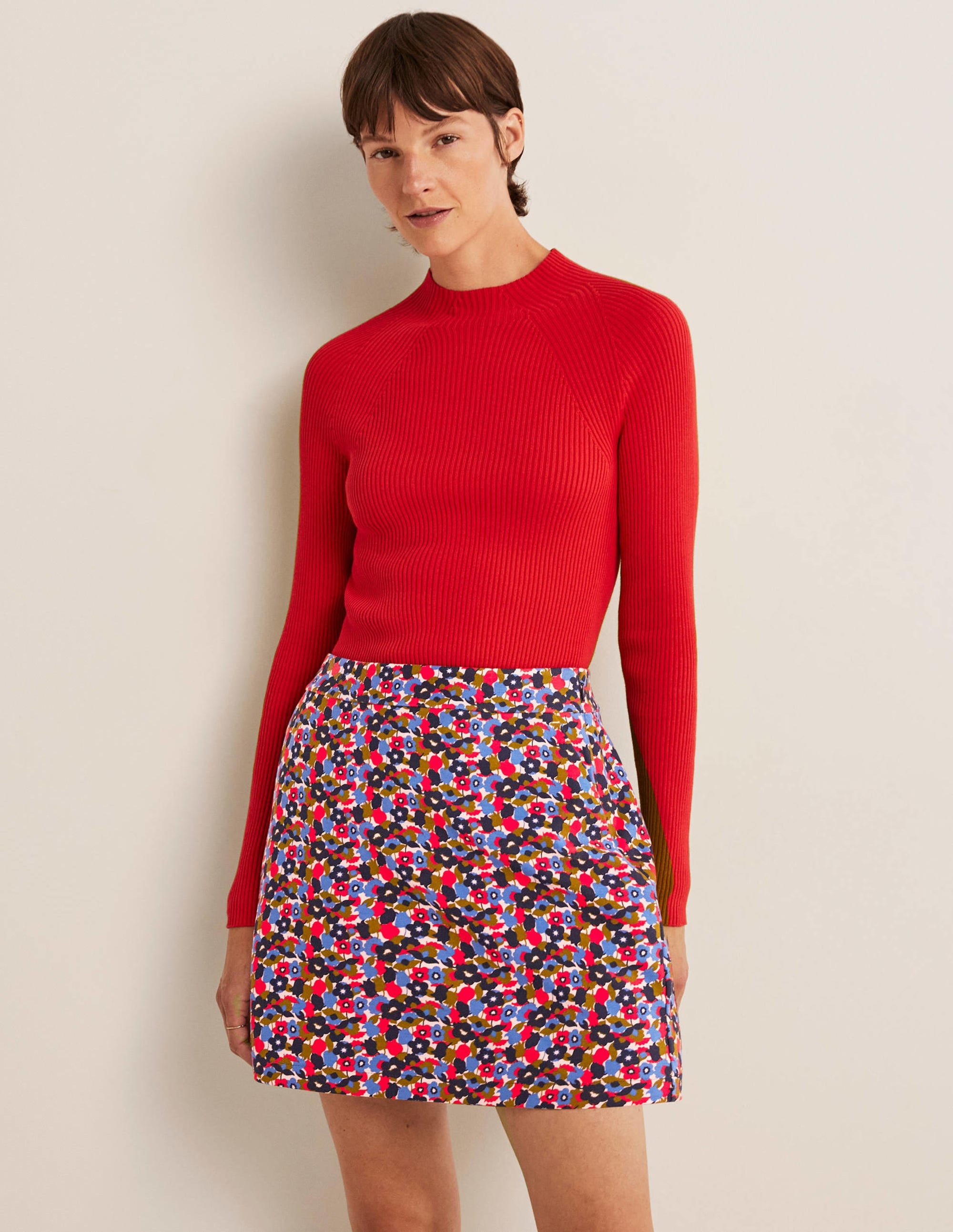 Ponte A-line Mini Skirt-Multi, Tulip Cluster - Image 5