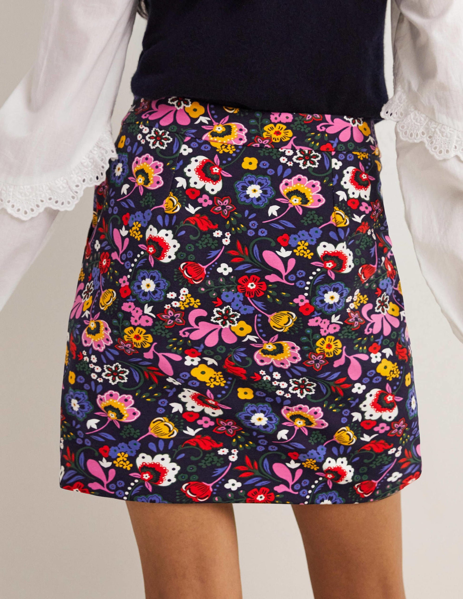 Ponte A-line Mini Skirt-Navy, Pretty Paradise-3