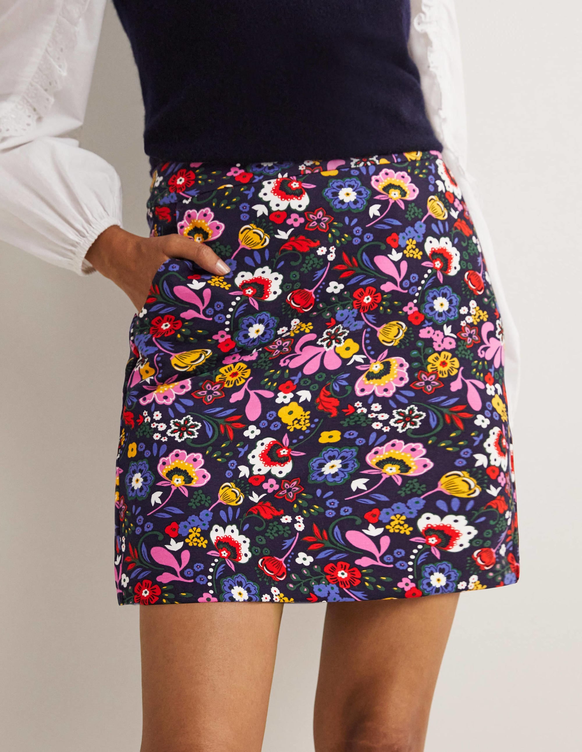 Ponte A-line Mini Skirt-Navy, Pretty Paradise - Image 4