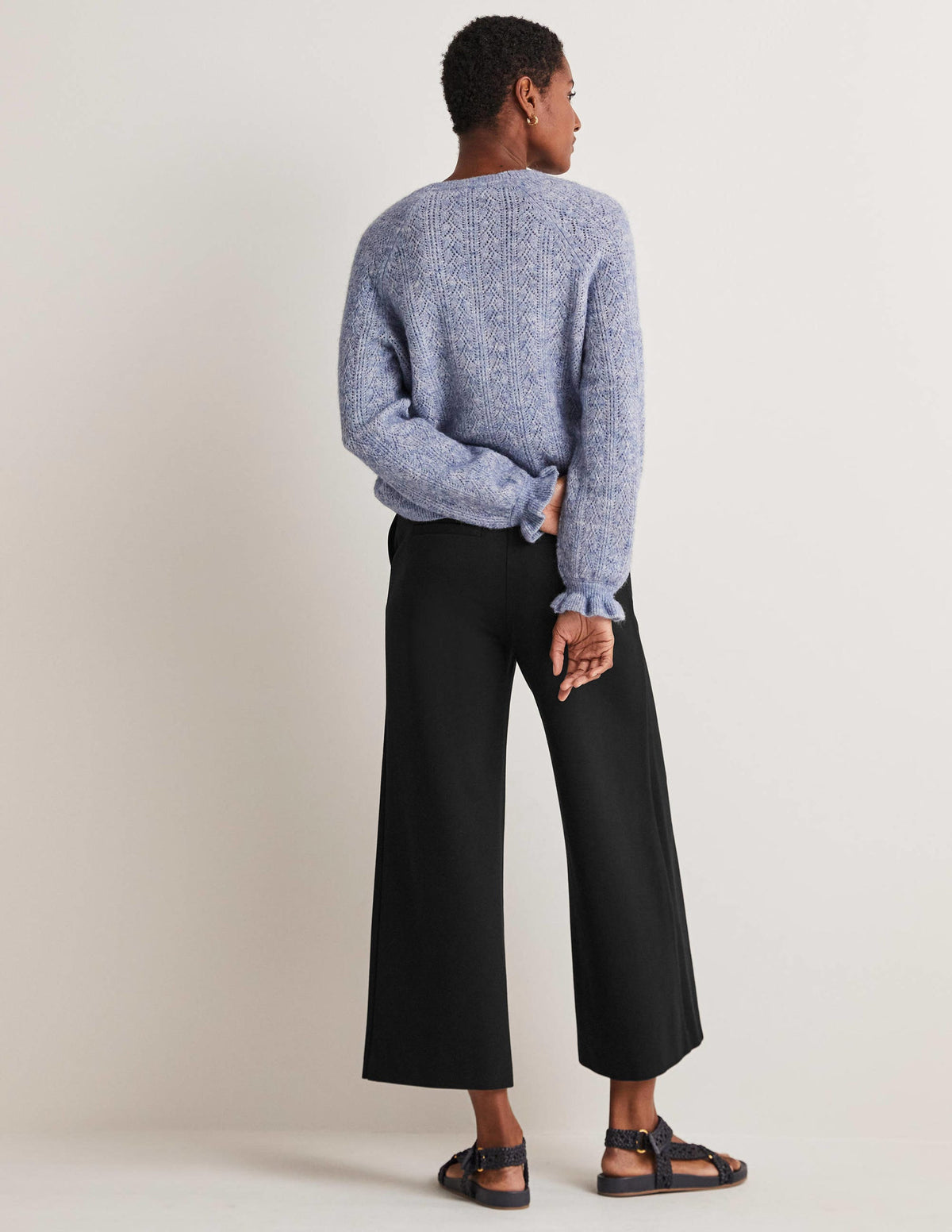 Jersey Wide Leg Culottes-Black-7