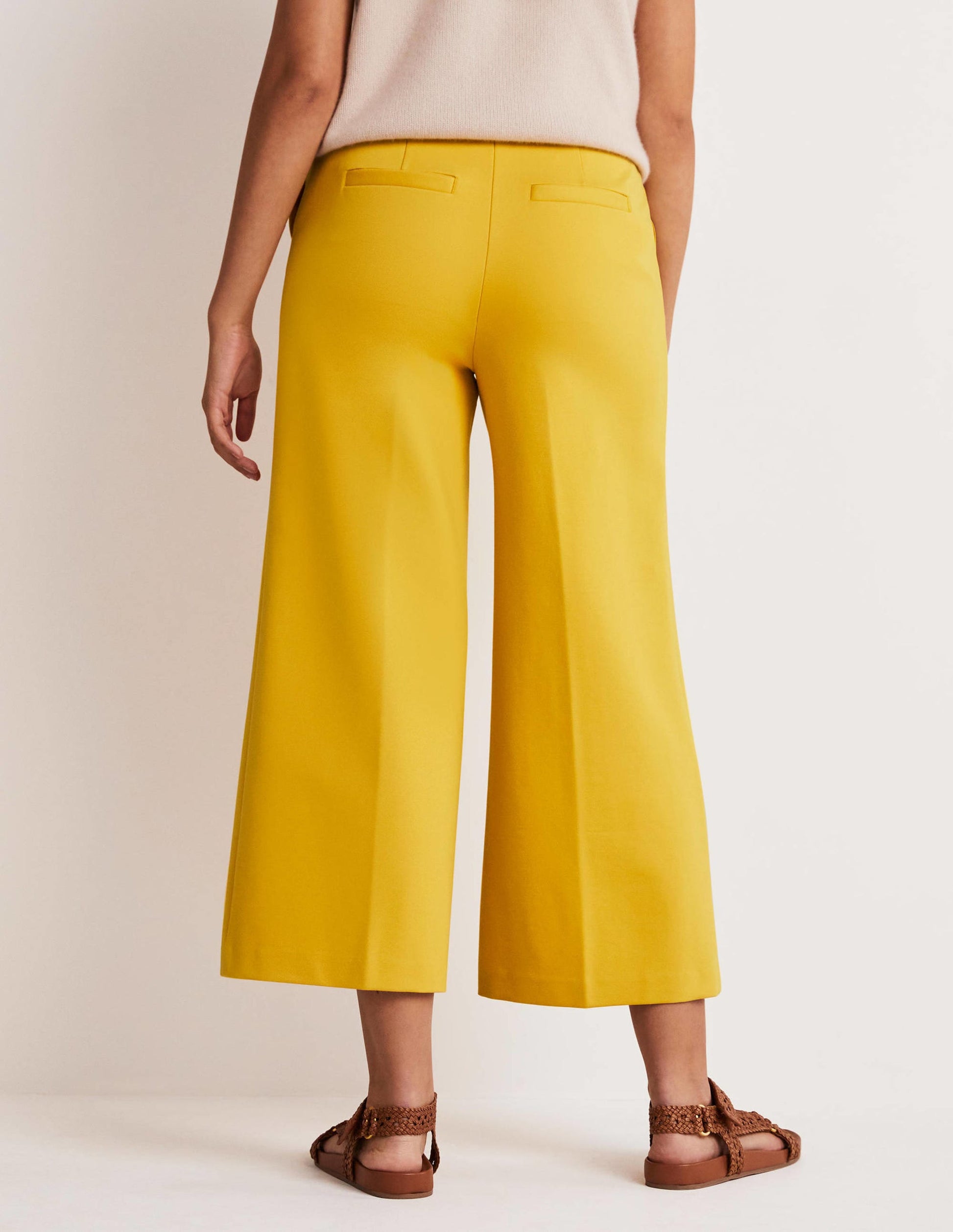 Jersey Wide Leg Culottes-Honeycomb Yellow-3