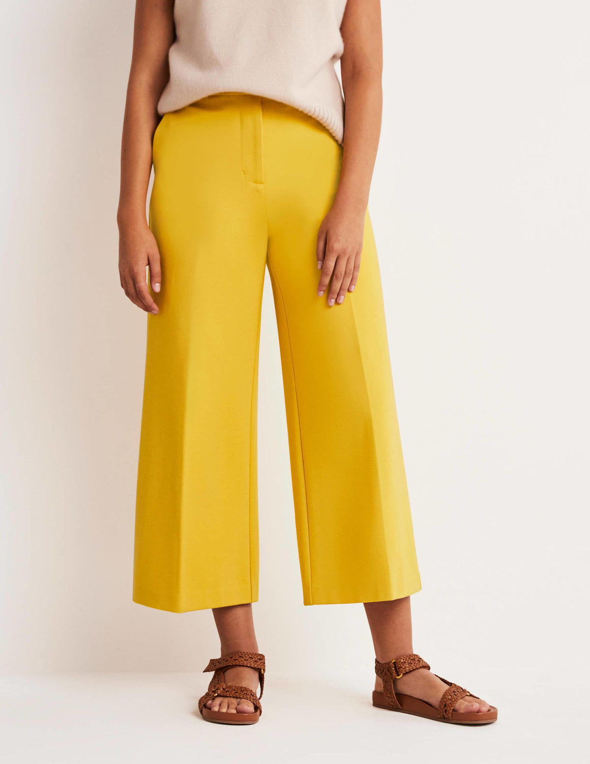 Jersey Wide Leg Culottes-Honeycomb Yellow - Image 4
