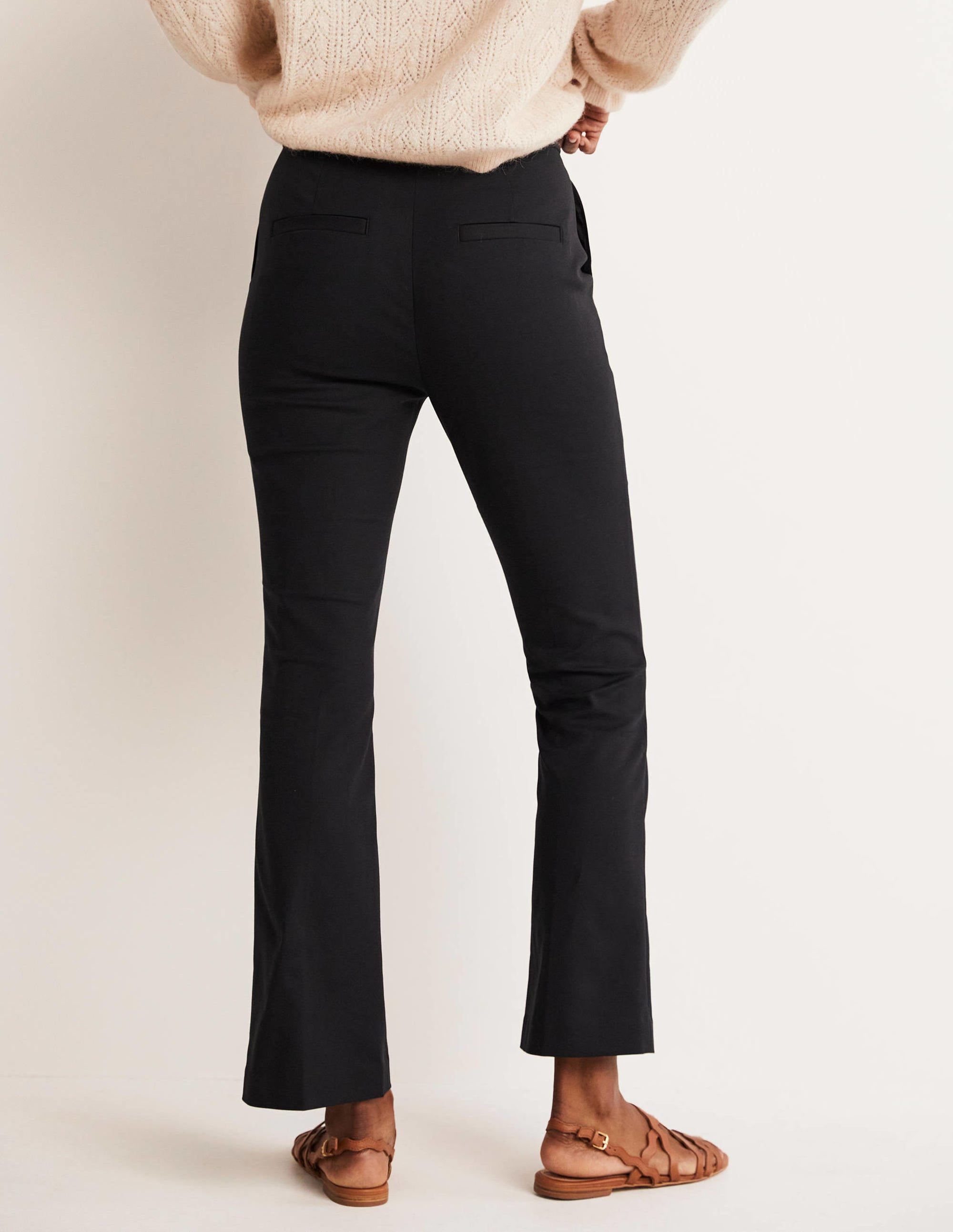 Cropped Flare Trousers-Black - Image 8